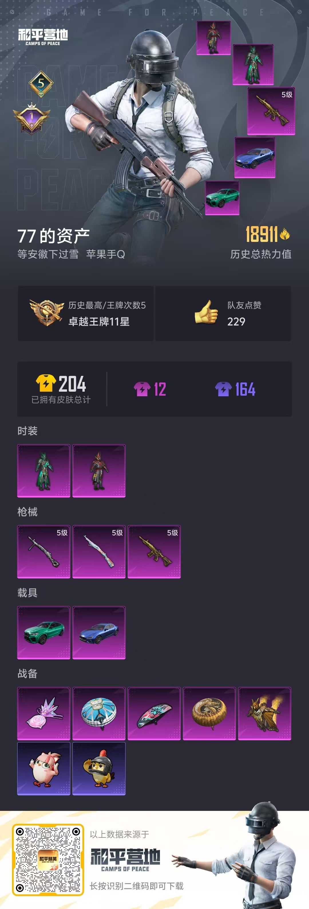 HPSJ3446180和平精英账号详情图3