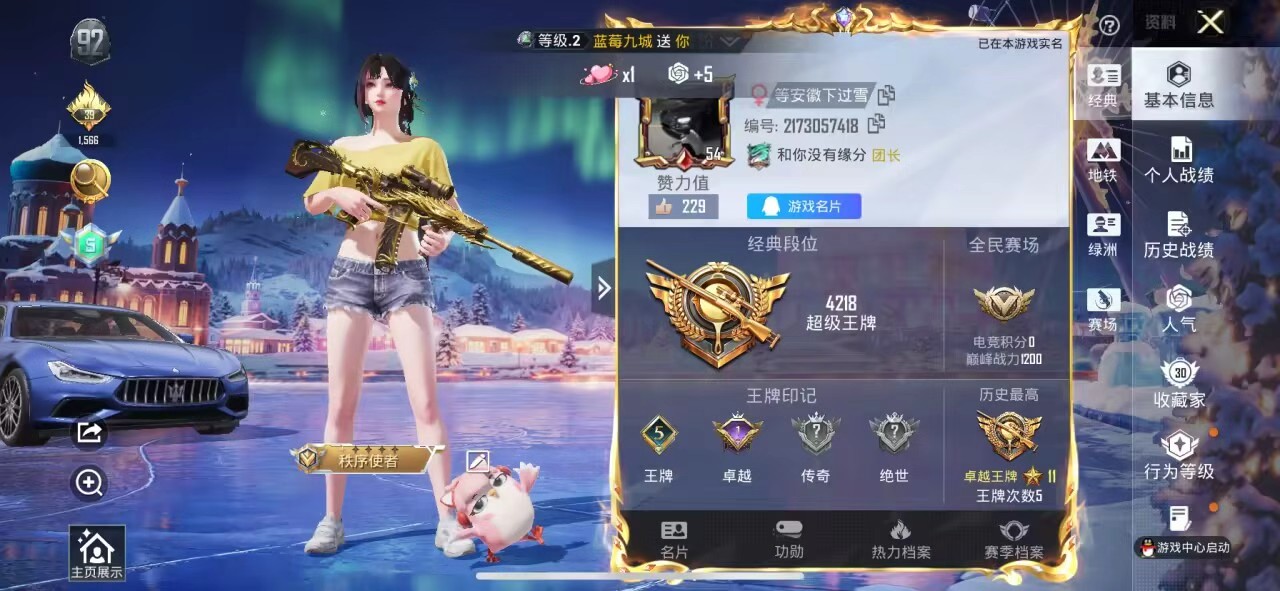 HPSJ3446180和平精英账号详情图2