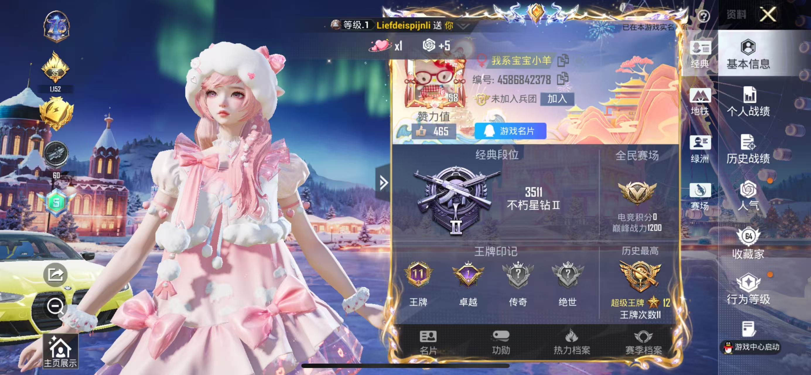 HPSJ3446382和平精英账号详情图2