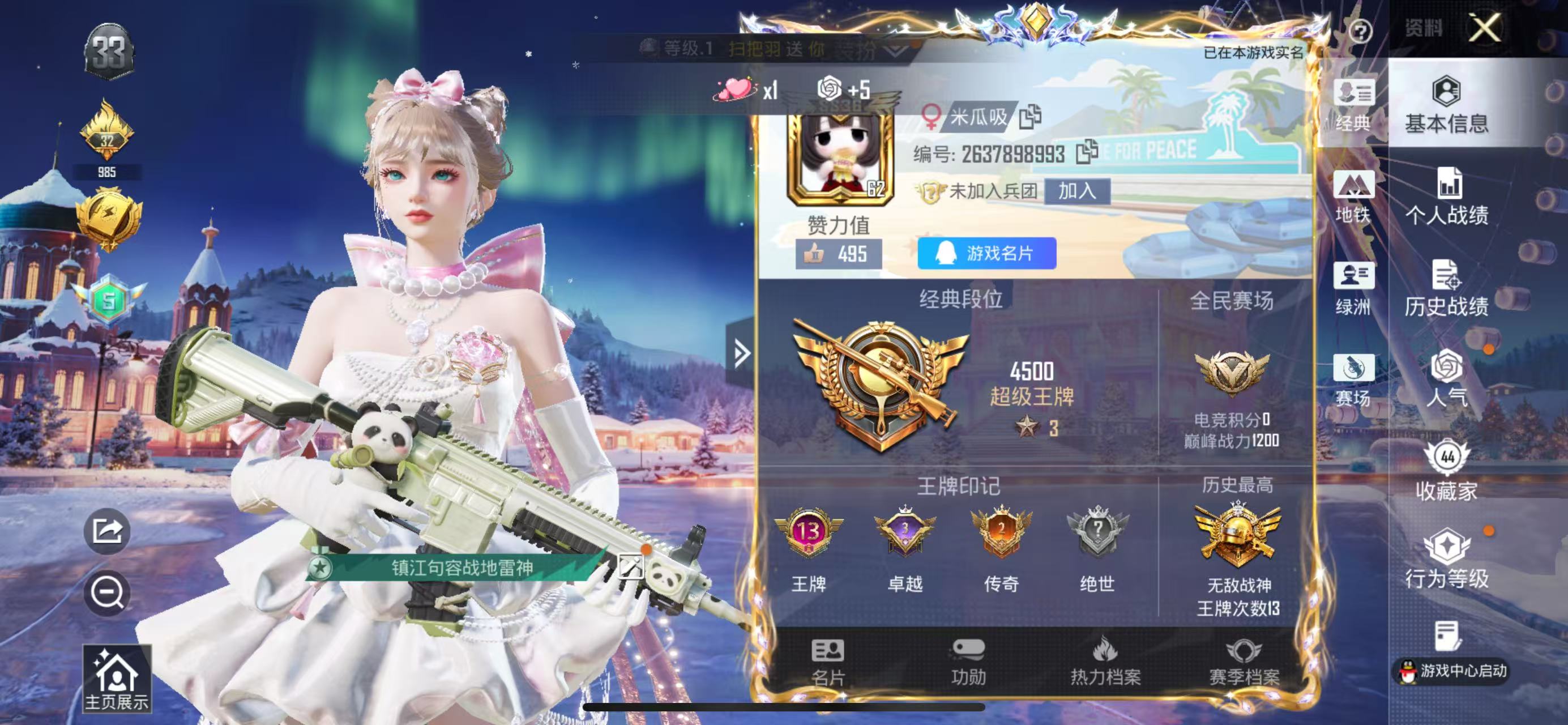 HPSJ3447816和平精英账号详情图2