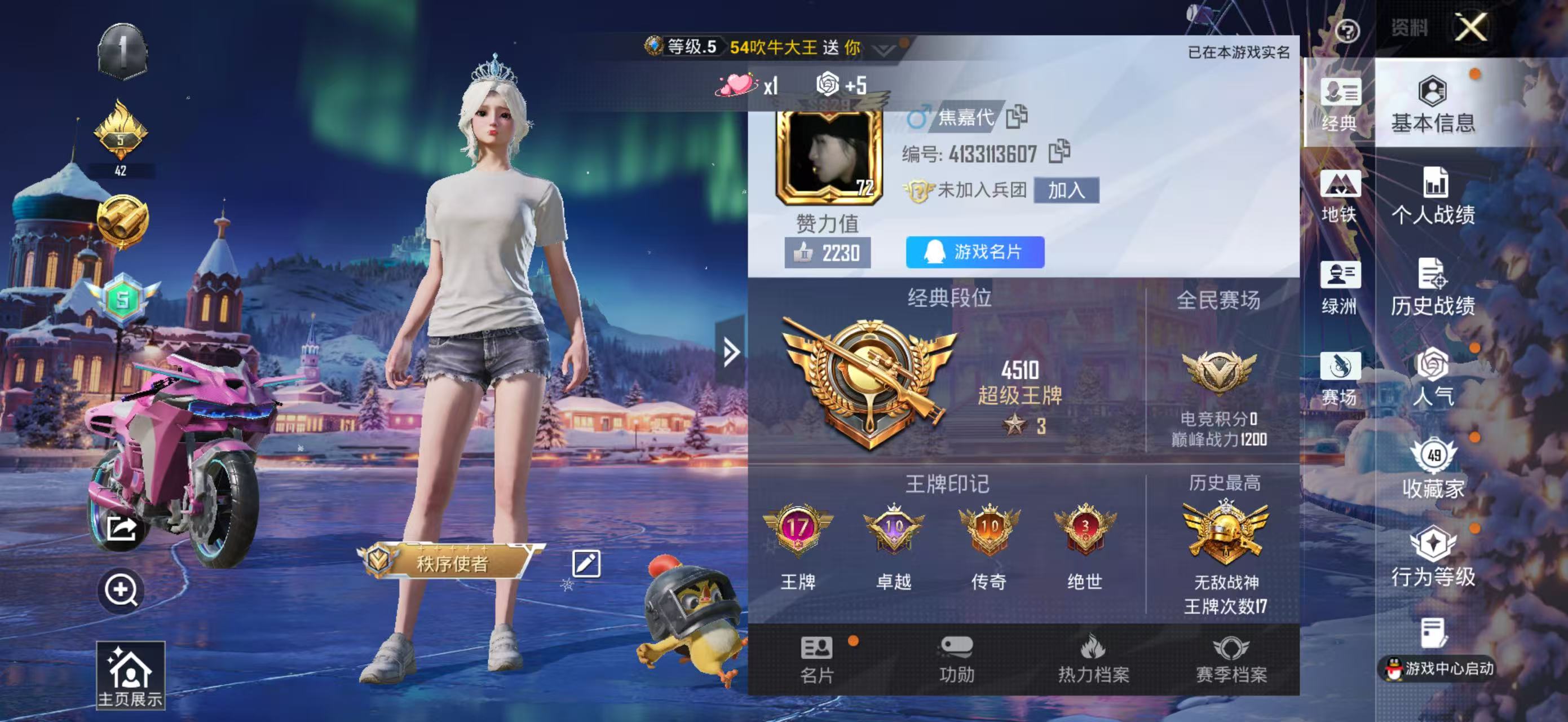 HPSJ3451623和平精英账号详情图2