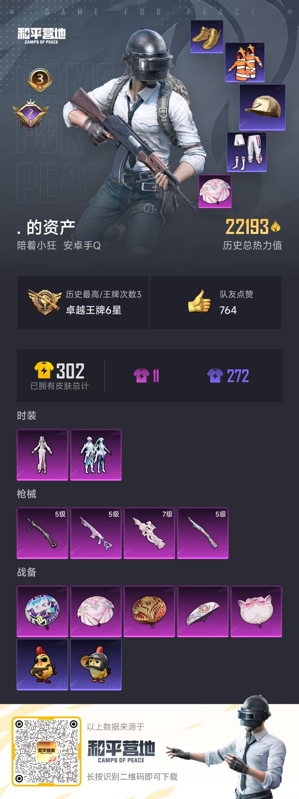 HPSJ3447693和平精英账号详情图4