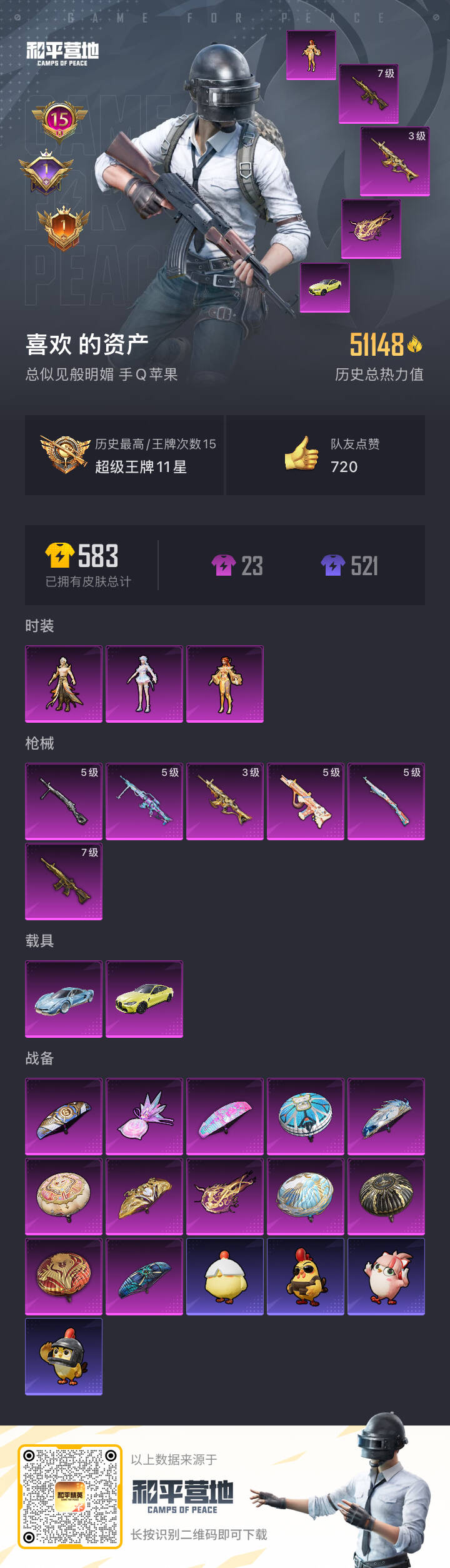 HPSJ3448550和平精英账号详情图3