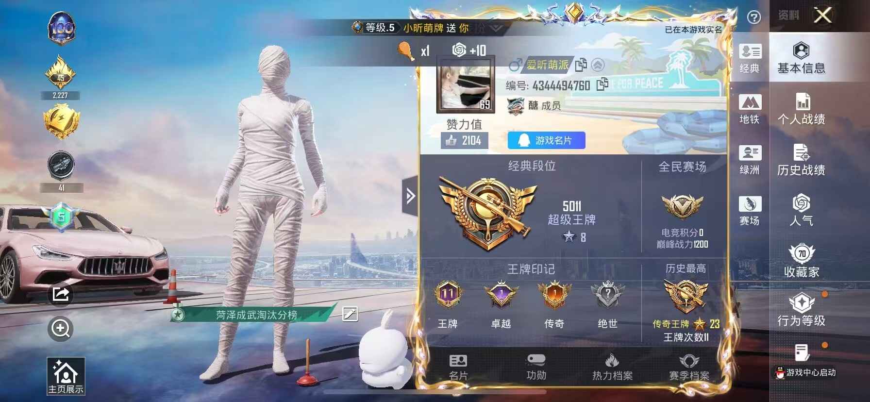 HPSJ3448617和平精英账号详情图2 HPSJ3448617和平精英账号详情图2