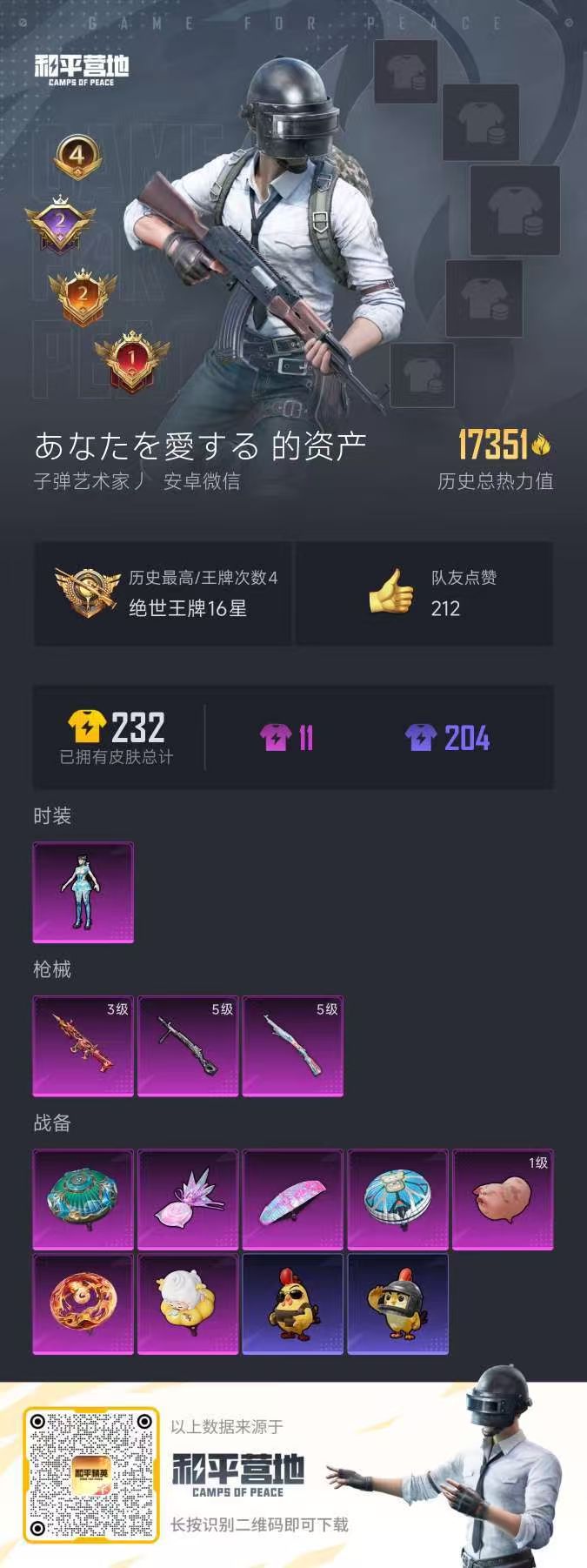 HPSJ3448619和平精英账号详情图4