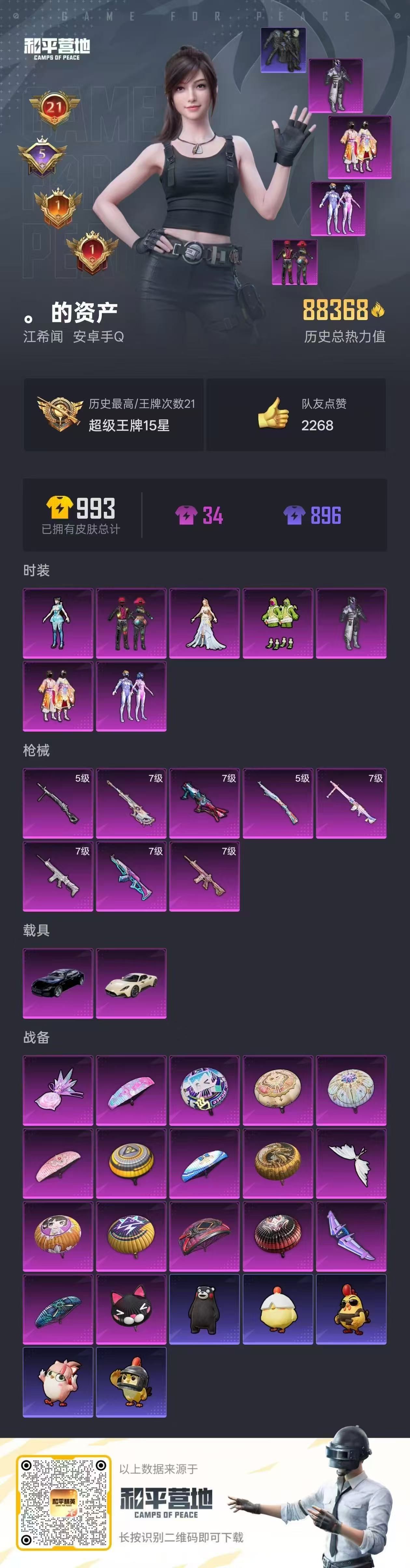 HPSJ3453684和平精英账号详情图3