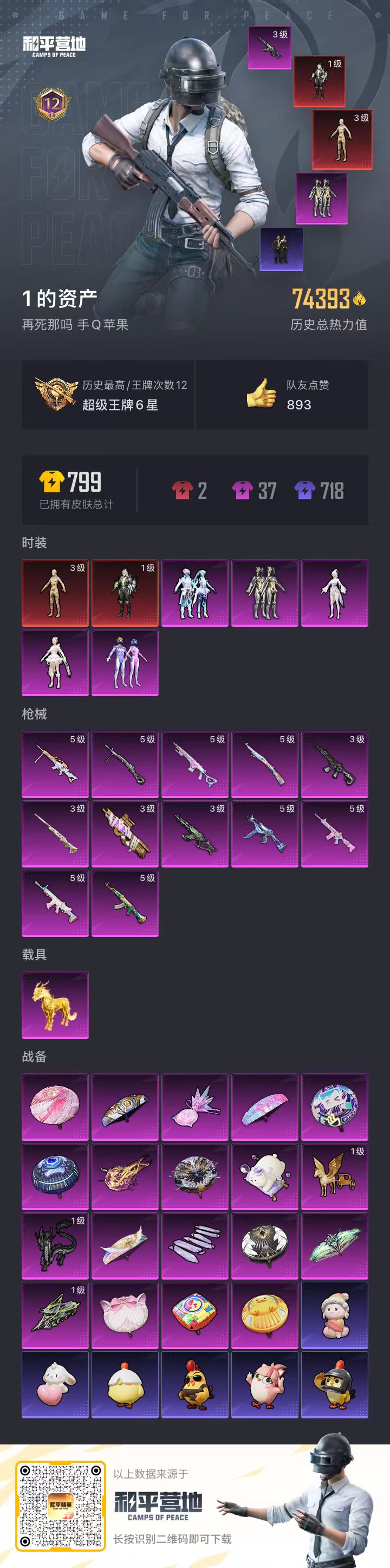 HPSJ3453658和平精英账号详情图2