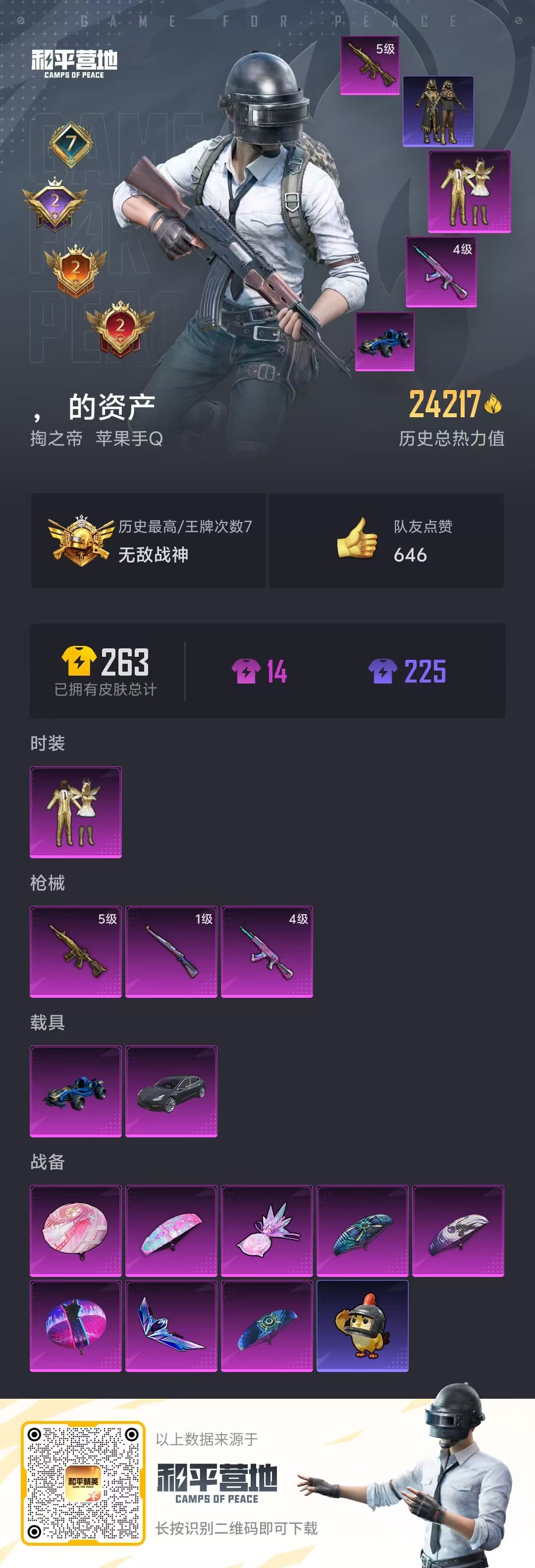 HPSJ3453649和平精英账号详情图4