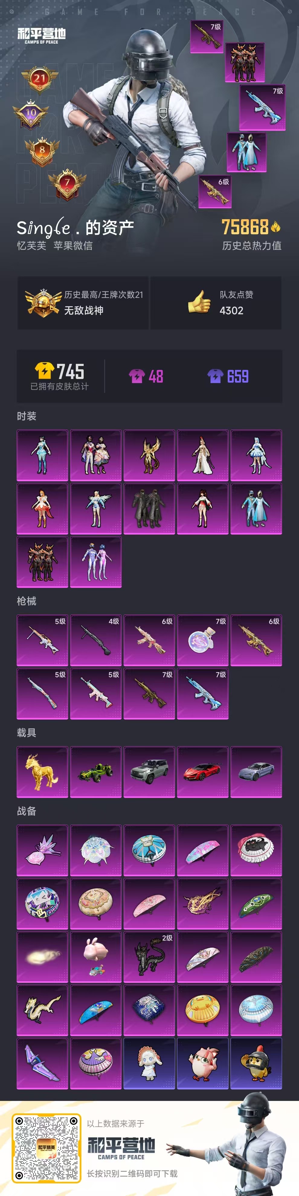 HPSJ3453795和平精英账号详情图3