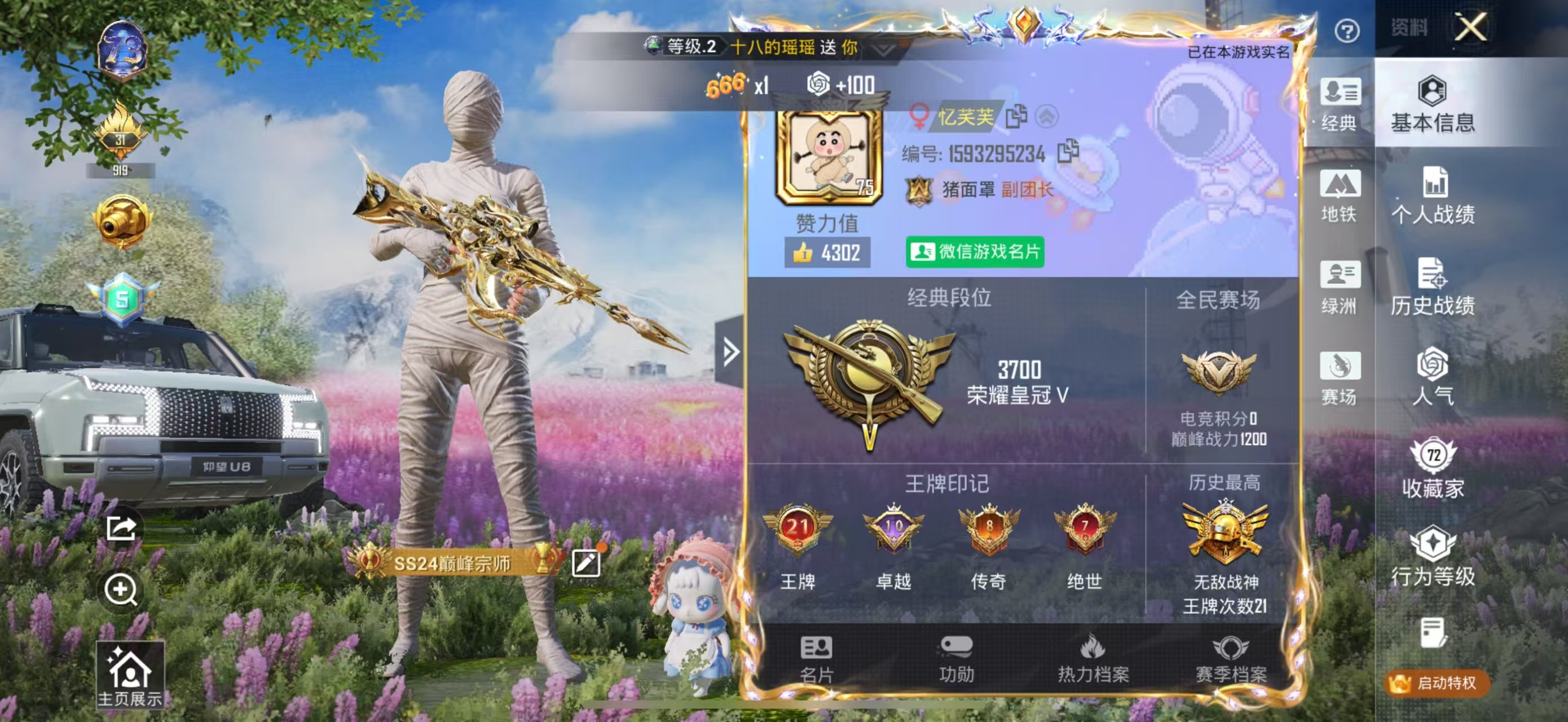 HPSJ3453795和平精英账号详情图2