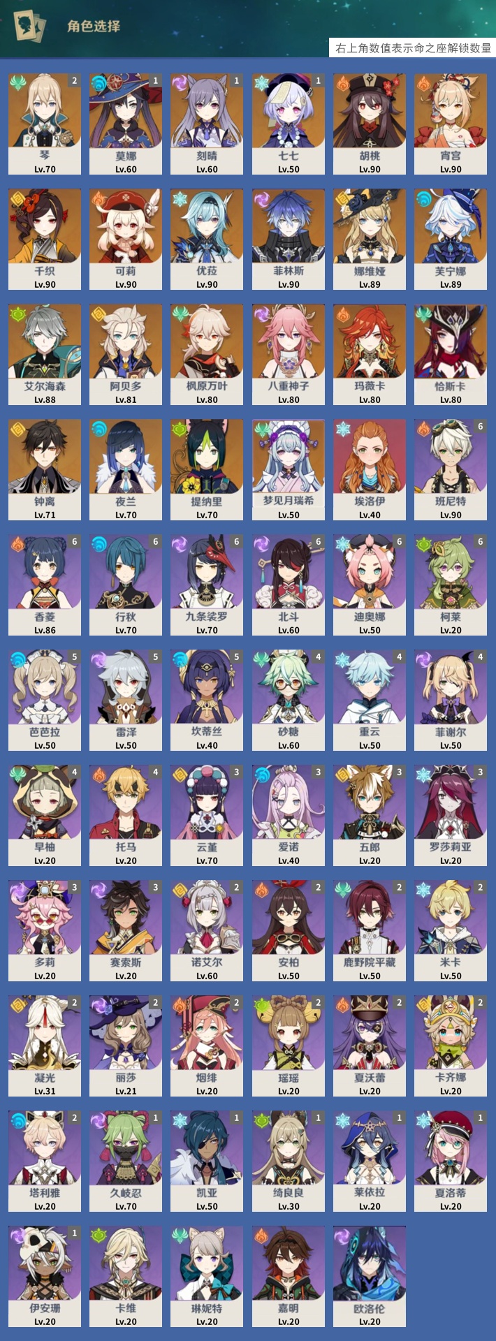 YSMK315878原神账号详情图3 YSMK315878原神账号详情图3