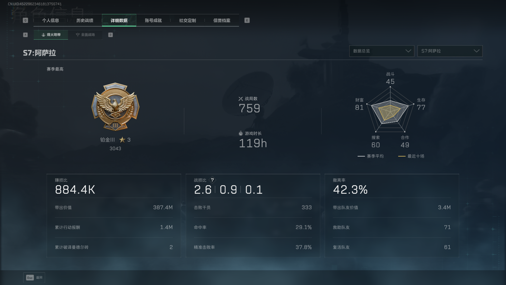 SJZQM397822三角洲行动账号详情图4