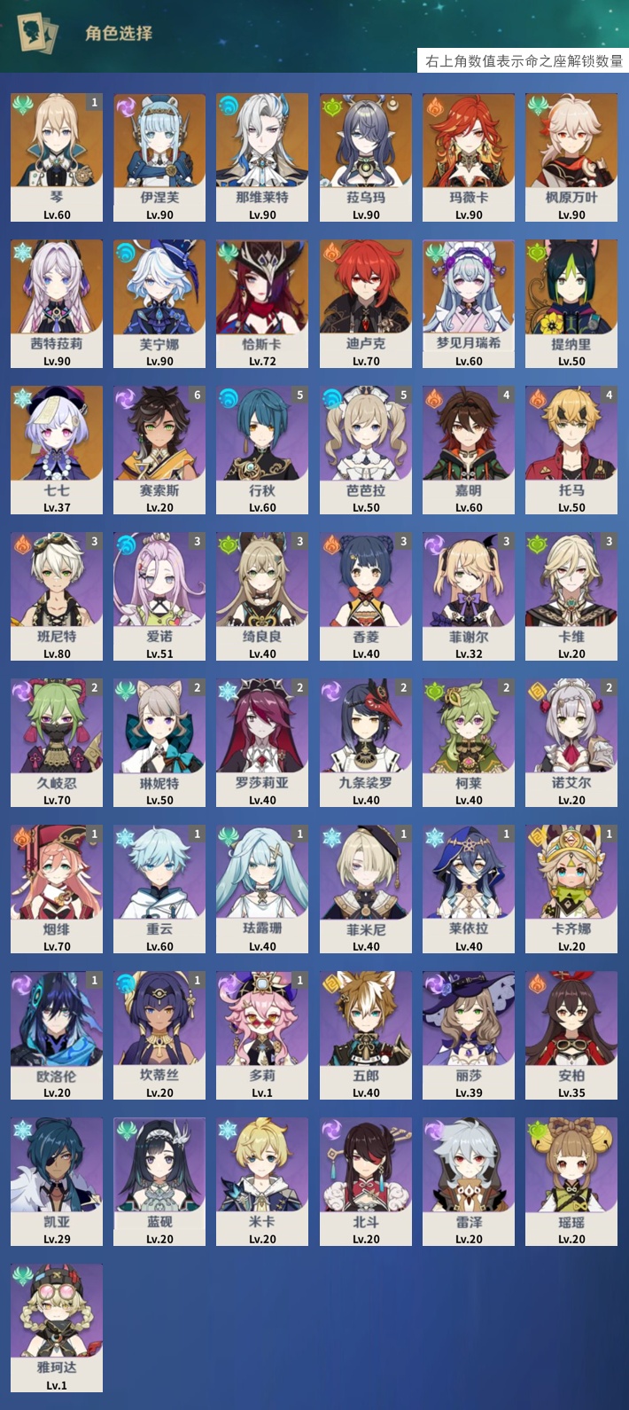 YSMK316038原神账号详情图3 YSMK316038原神账号详情图3