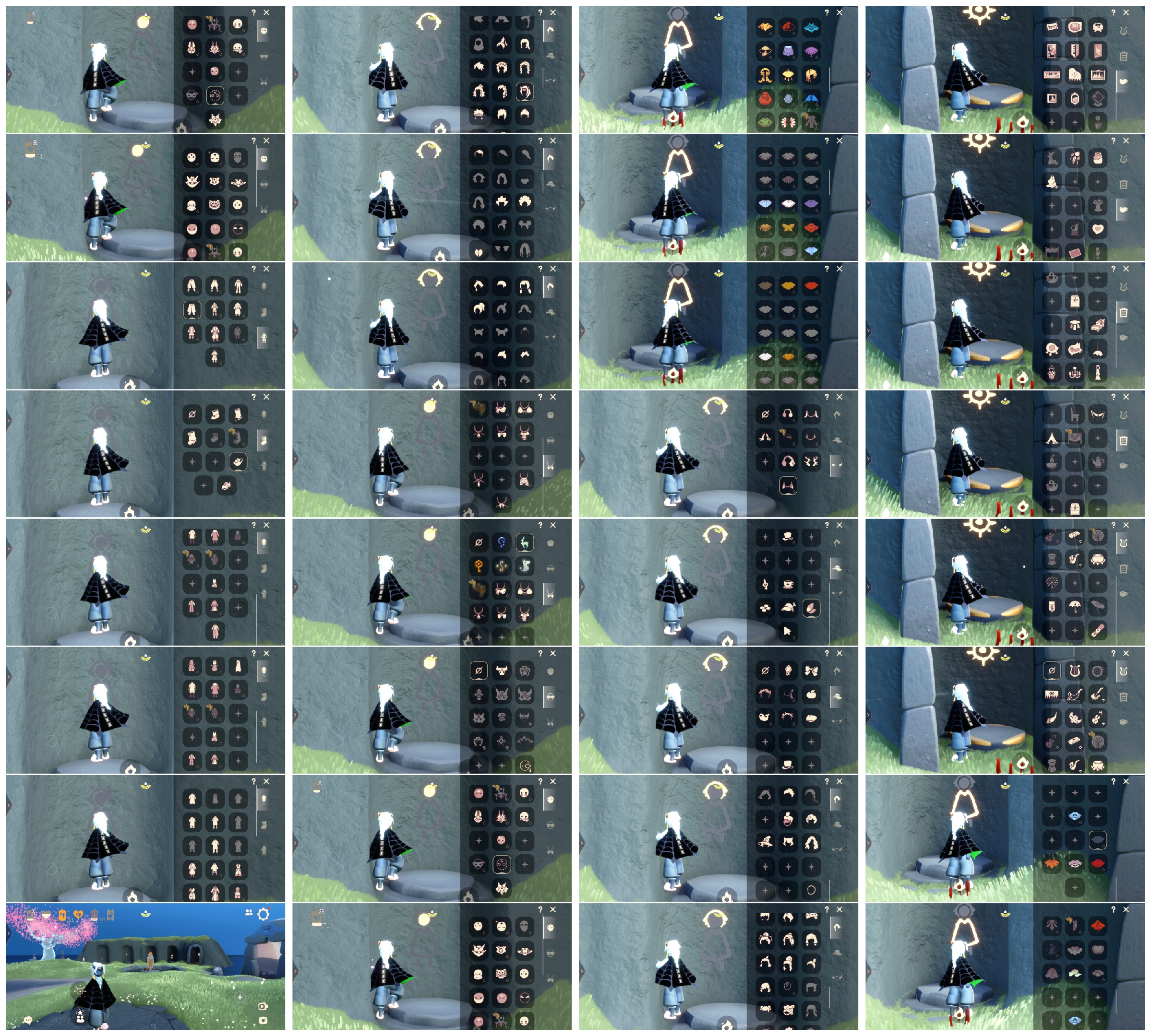 GY8KHS 号 HE0057 ✅渠道: VIVO ✅季节已毕业: 夜行半，九色鹿半，筑巢半，二重奏半，姆明毕业 ✅热门复刻/活动:龙头黑脸，矮人面具，黄鼠狼面具，武士裤连体衣灯笼裤，花环，白金，红耳机，姆明红伞 ✅礼