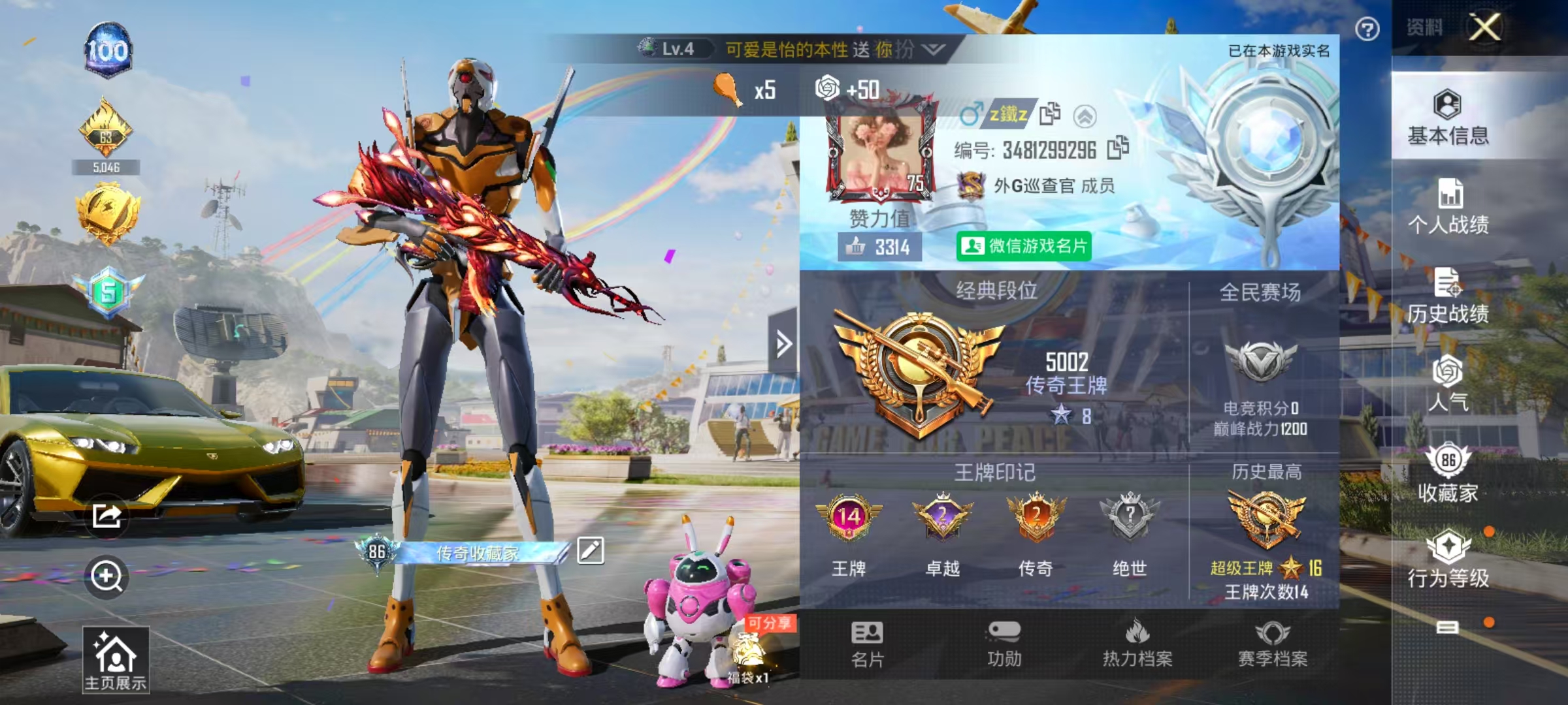 HPSJ3165245和平精英账号详情图2