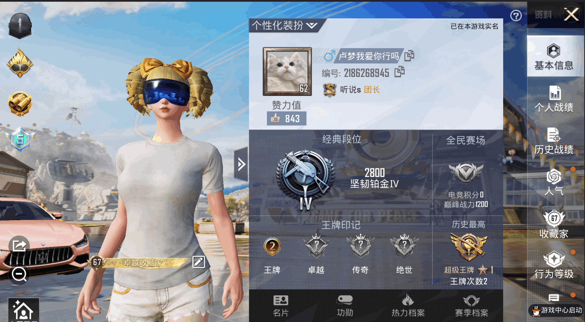 果Q公主号！-2王牌印记-18粉装-9特效枪-5载具-66855热力值-106套装-169枪皮-J6086
【18粉装】,梦幻火箭,甜心巧克力,宝贝奶油派,天使彩虹糖,童趣迷兔,蝶舞迷情,恐龙拽拽,