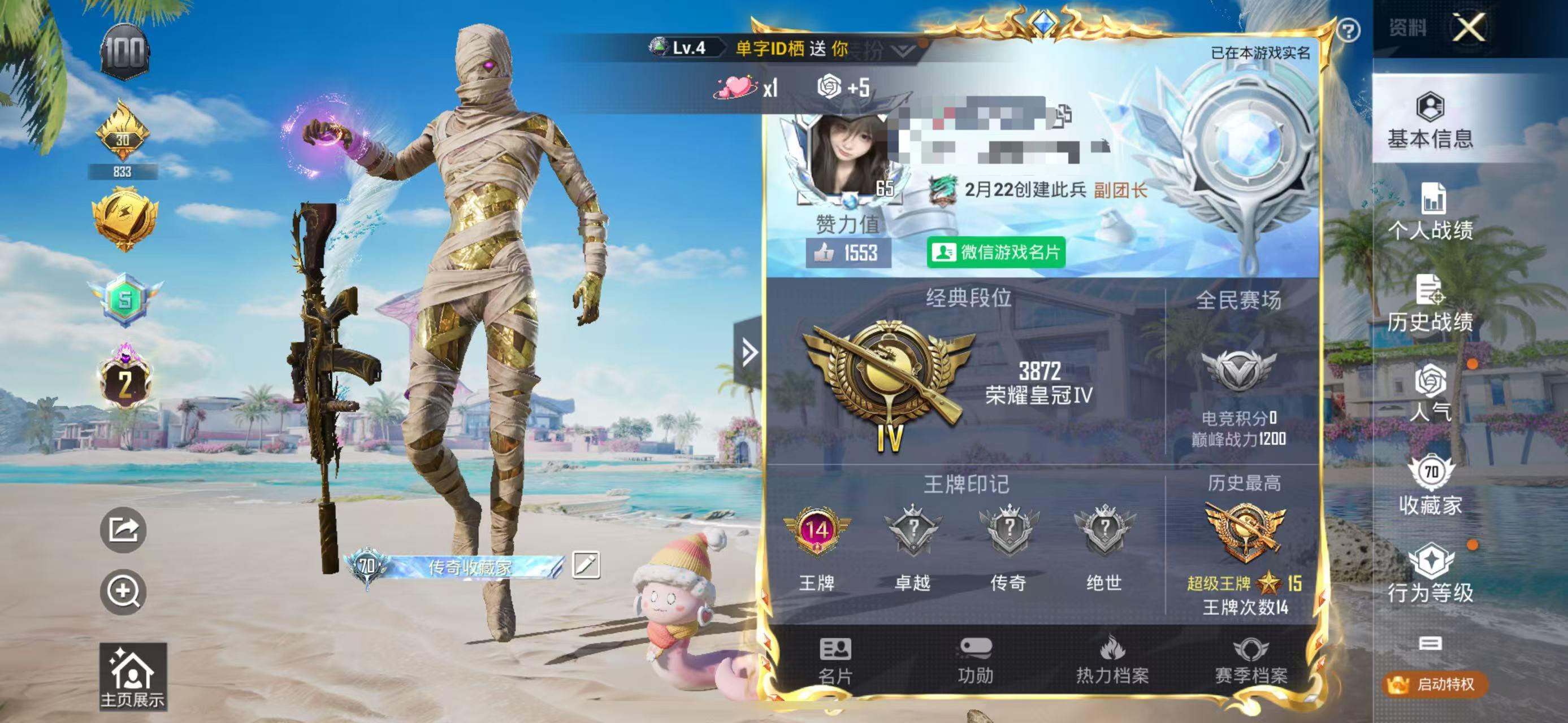 HPSJ3275822和平精英账号详情图2
