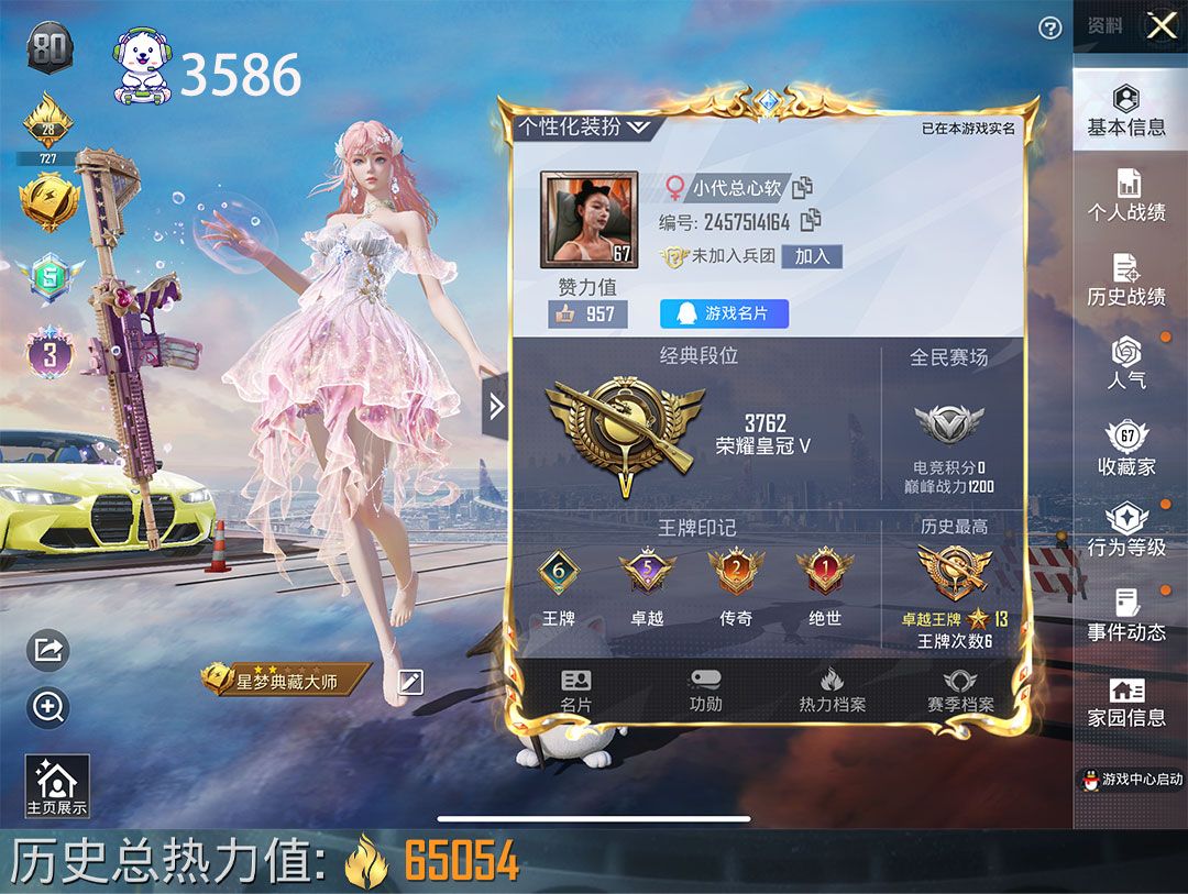 和平精英账号苹果QQ主页521
印记妮芮妲3级
3车9枪14粉宝马M4瑞兽惊鸿
摩托金鞋红熊茄茄巧克力全猪妹极致幻想时空