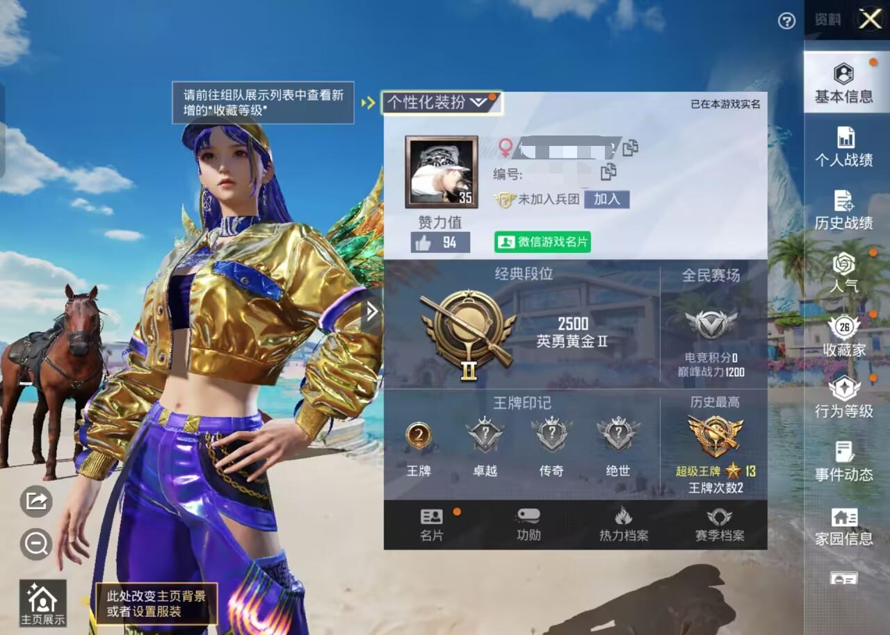 HPSJ3276297和平精英账号详情图2