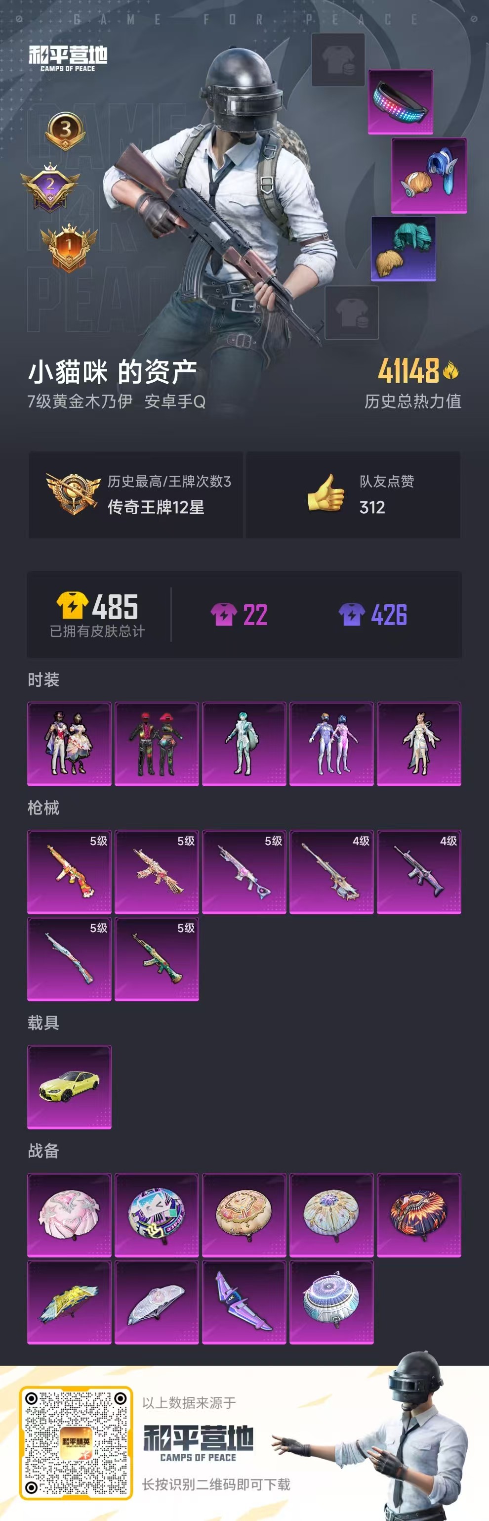 HPSJ3282558和平精英账号详情图4