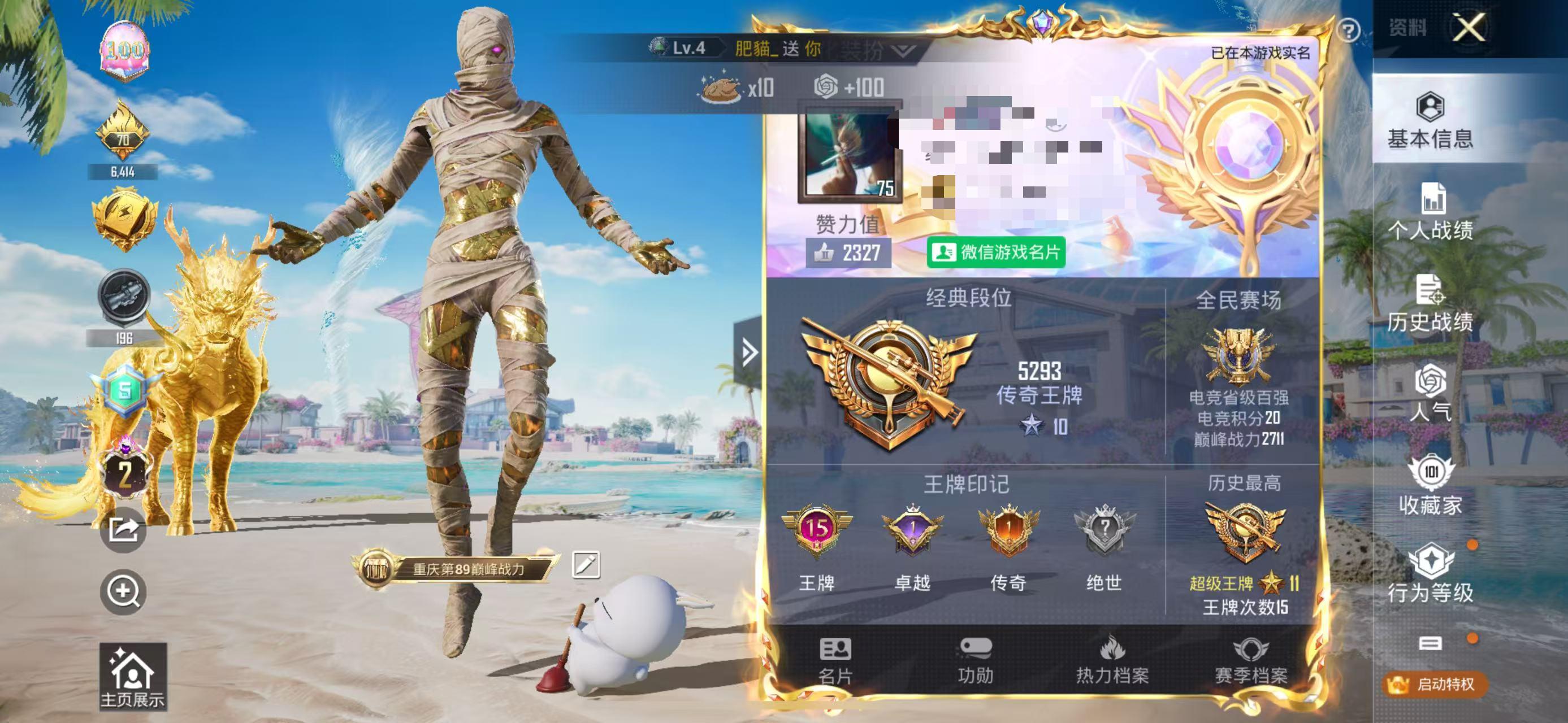 HPSJ3284034和平精英账号详情图2