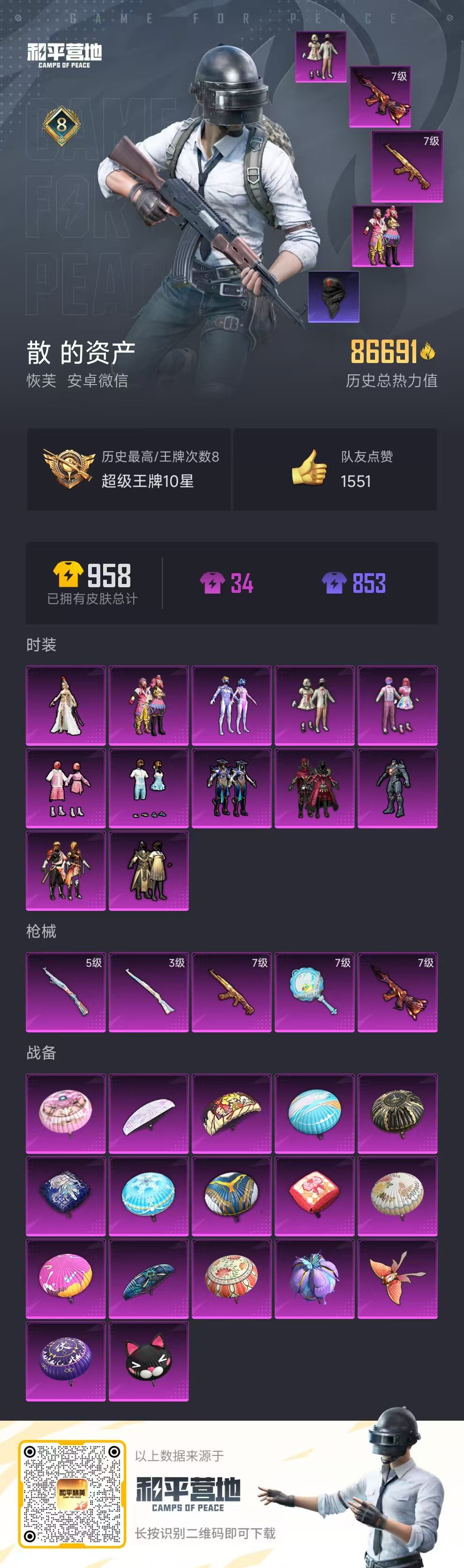 HPSJ3288895和平精英账号详情图3