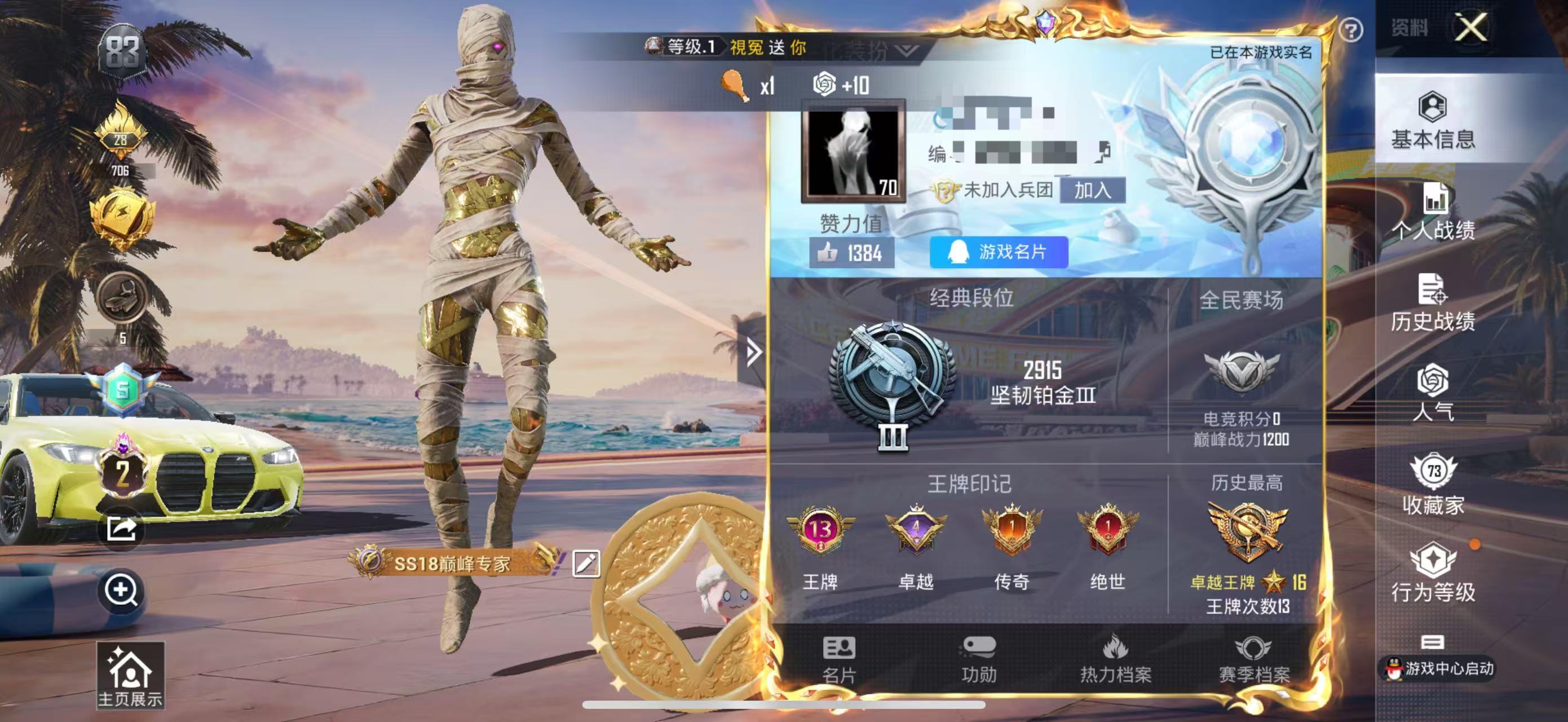 HPSJ3306740和平精英账号详情图2