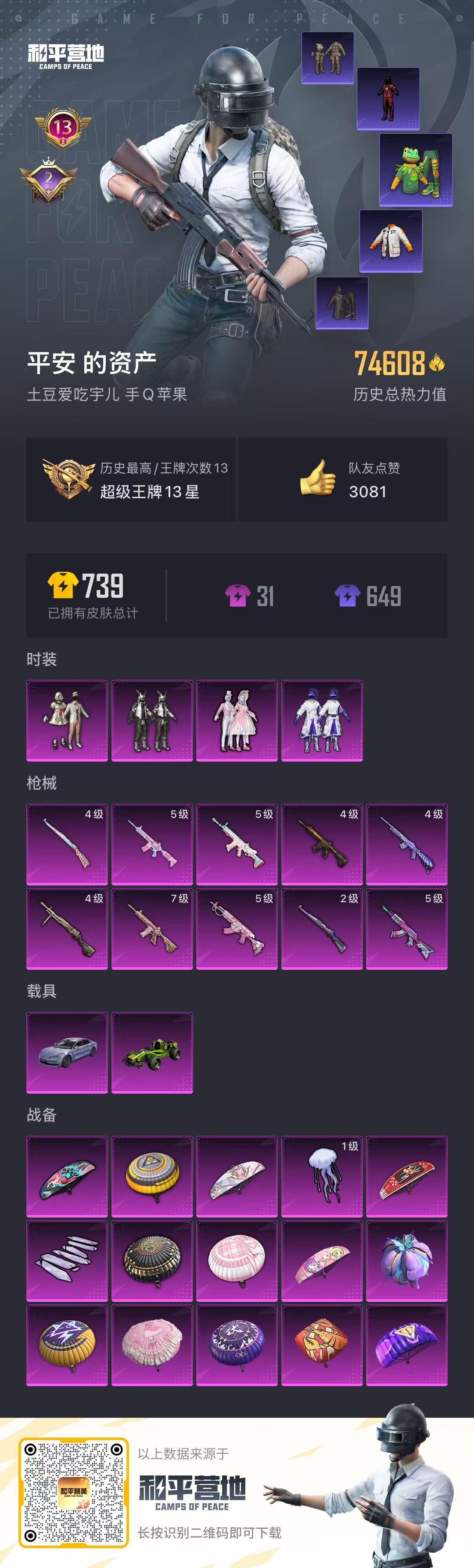 HPSJ3307642和平精英账号详情图3