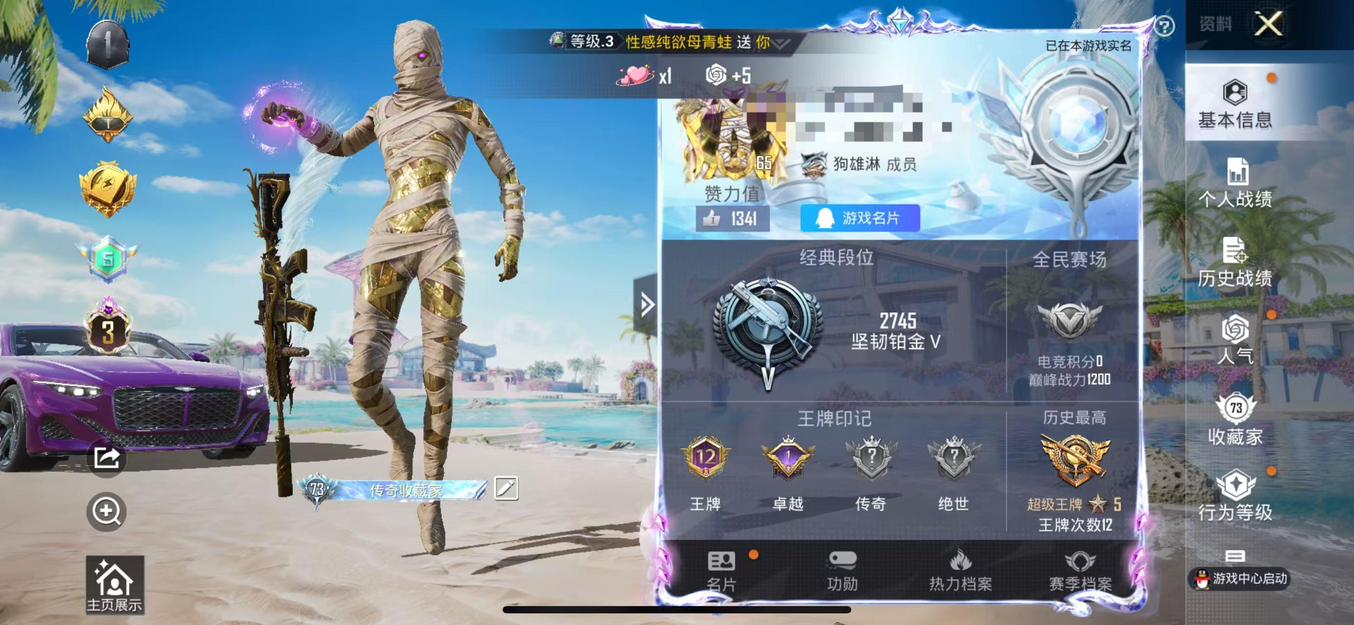 HPSJ3307392和平精英账号详情图2