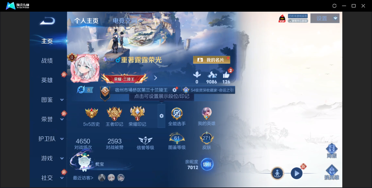 王者荣耀账号安卓QQ【九霄神辉/花合斗/19传说皮肤/前尘镜/曦玄引/13皮肤按键】安卓QQ/V8/至圣王者/271皮肤