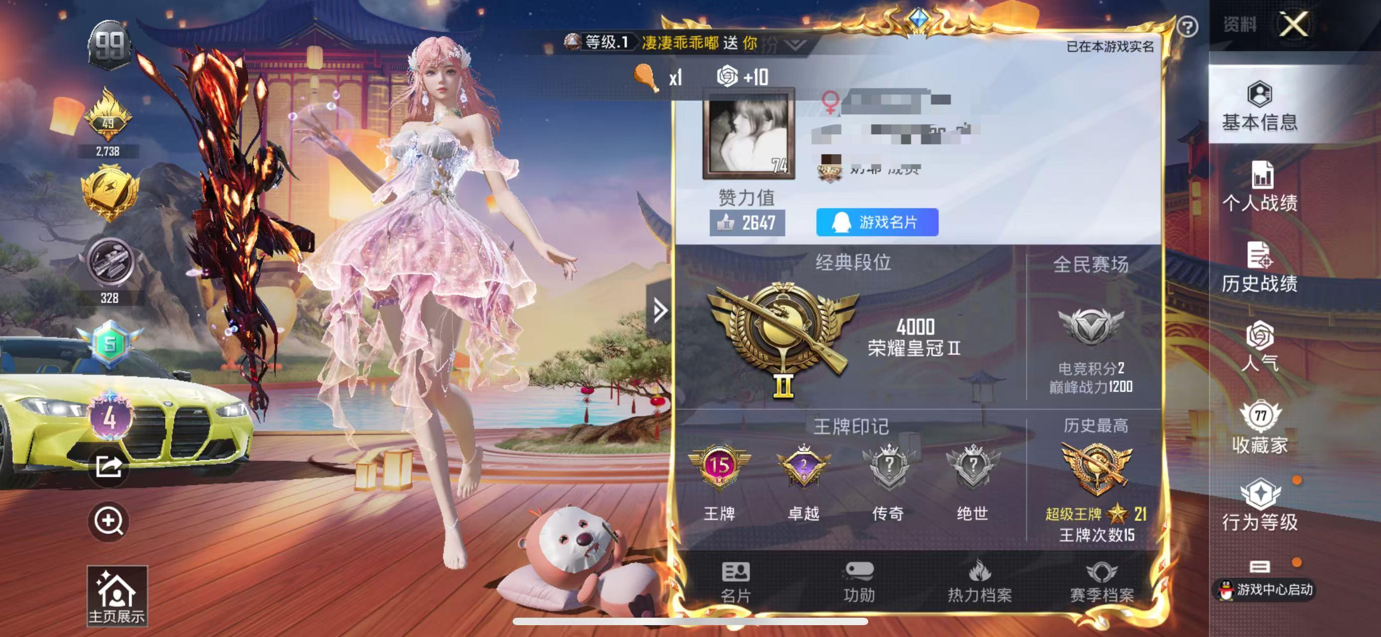 HPSJ3308788和平精英账号详情图2
