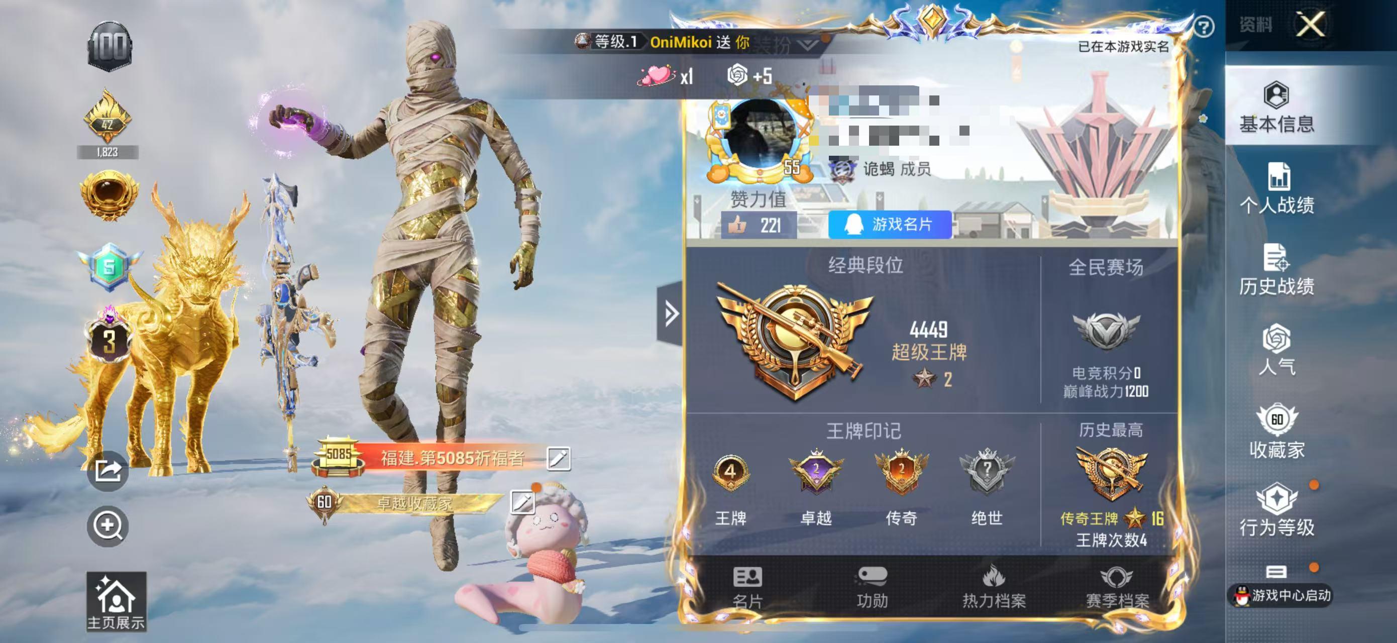 HPSJ3309256和平精英账号详情图2