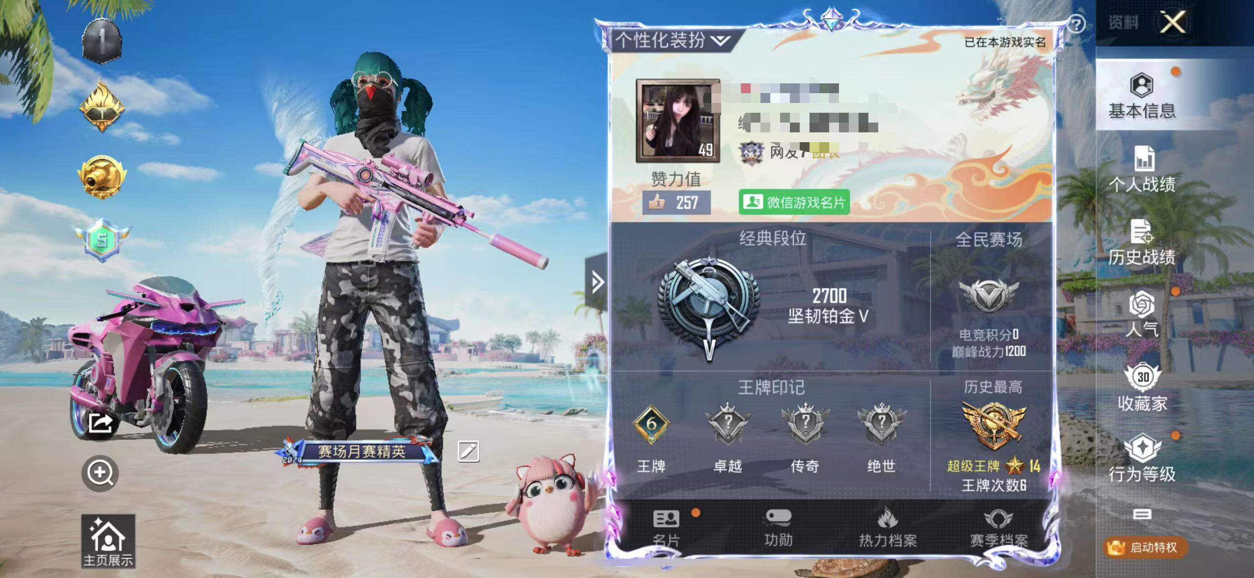 HPSJ3309744和平精英账号详情图2