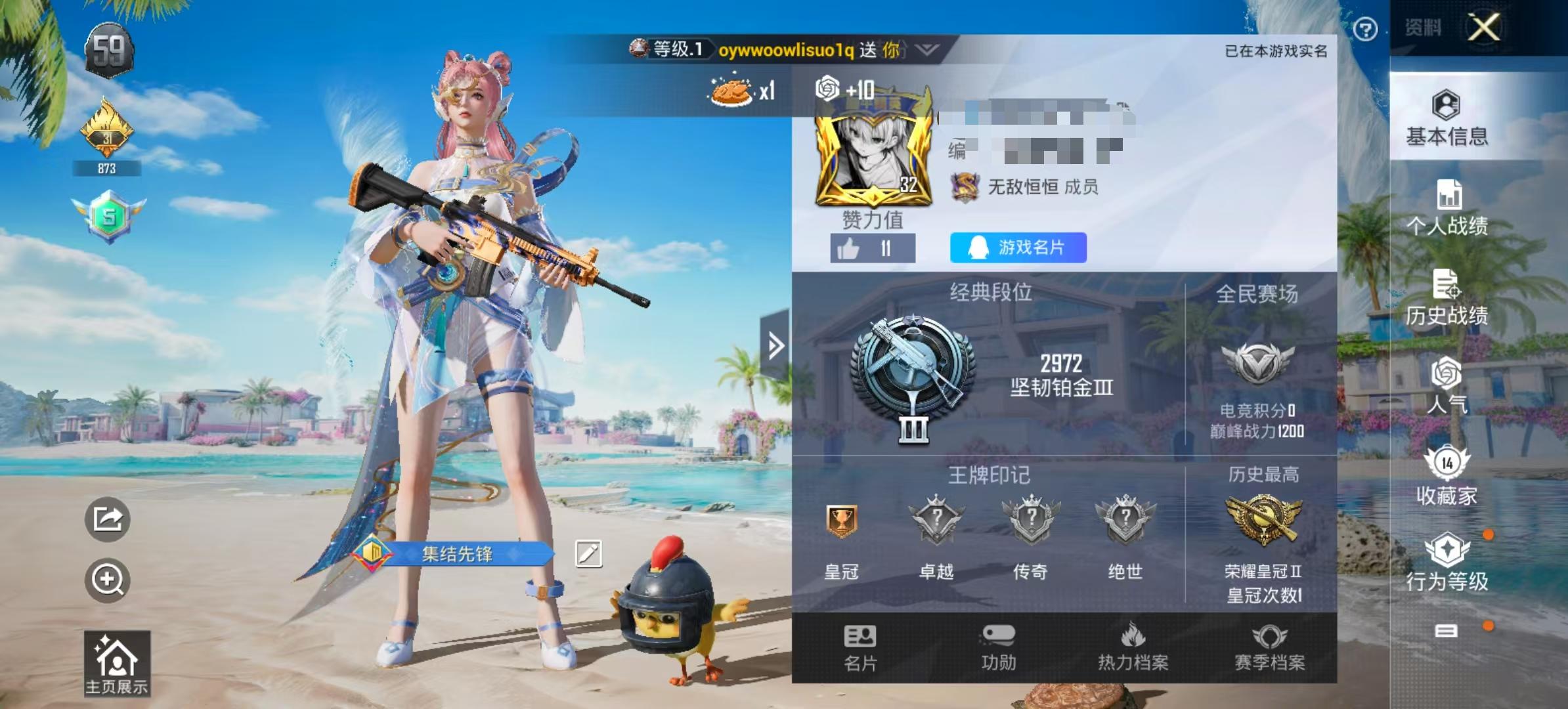 HPSJ3310345和平精英账号详情图3