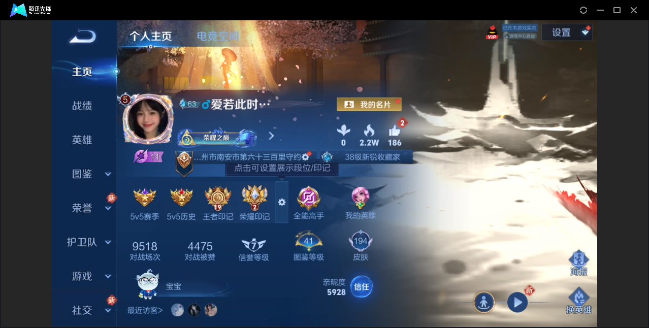 王者荣耀账号安卓QQ【王者印记19/金标百里守约/6传说皮肤/都是历史标】安卓QQ/无双王者/194皮肤/123英雄/6