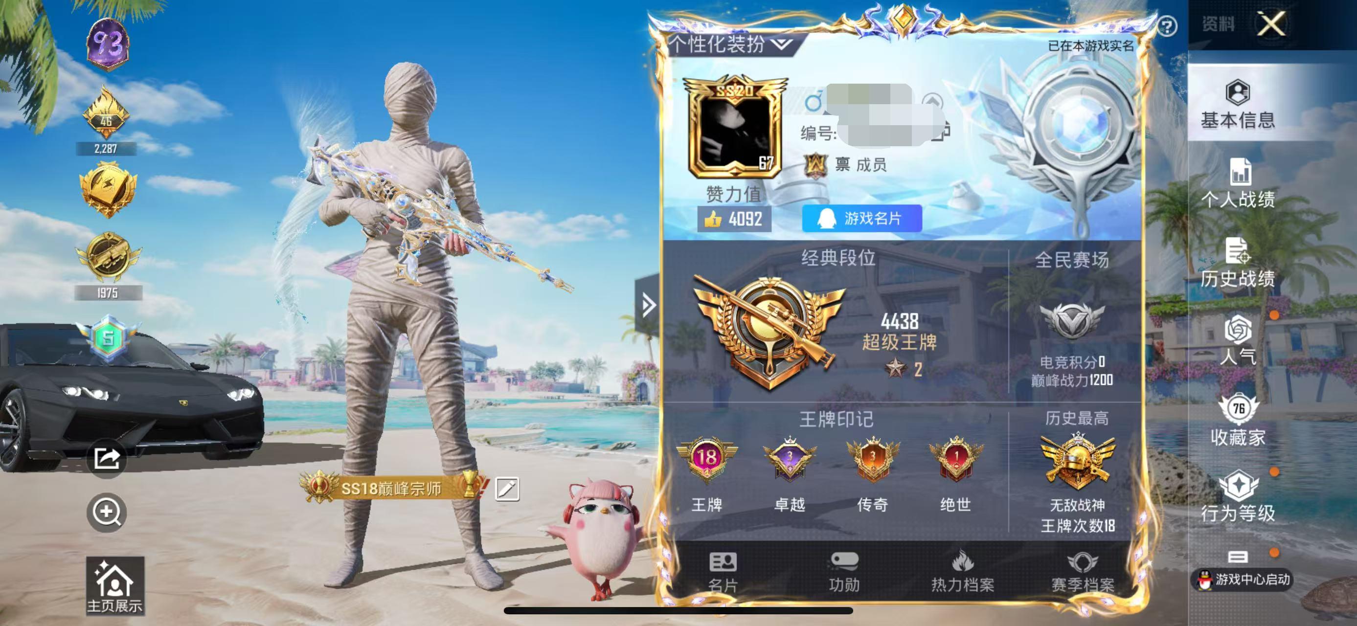 HPSJ3298433和平精英账号详情图2