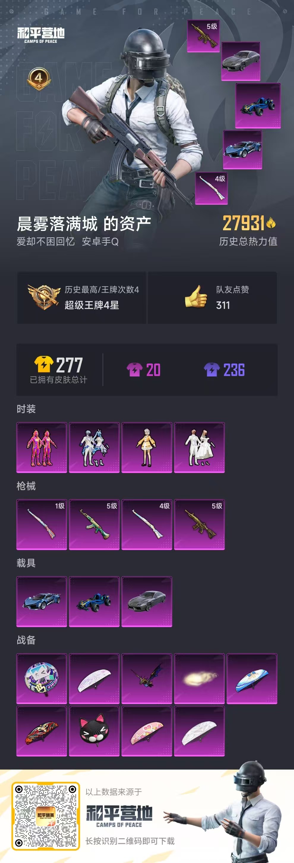 HPSJ3315838和平精英账号详情图4