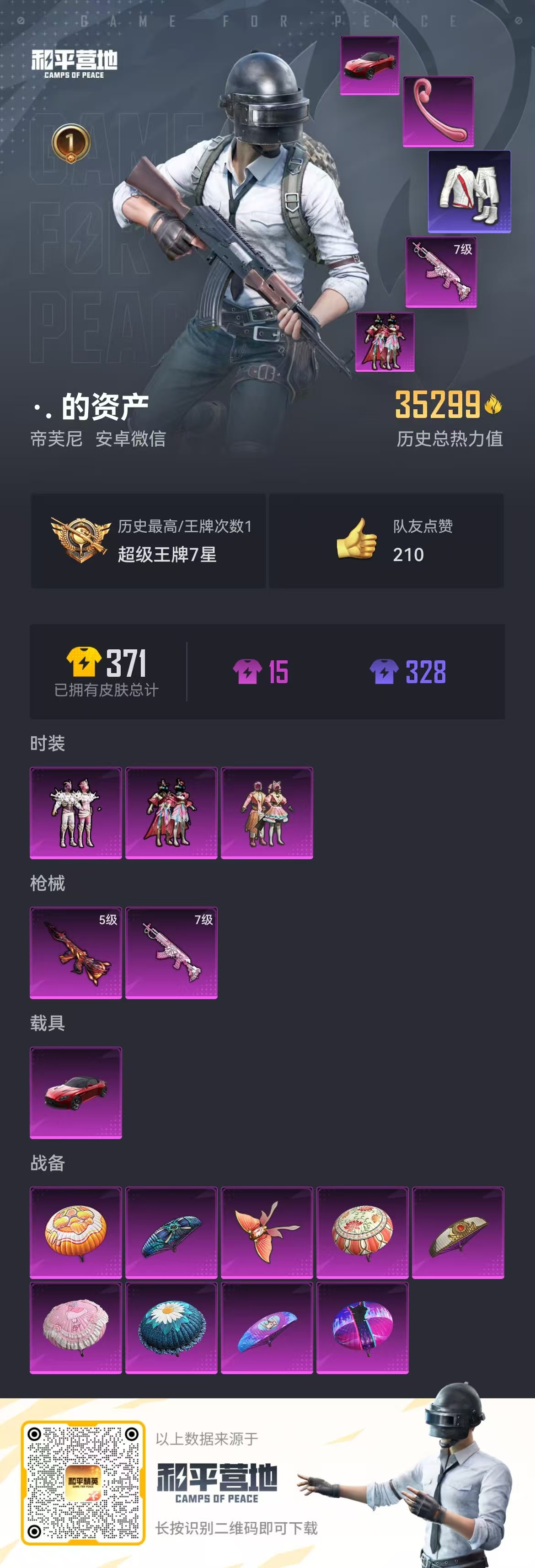 HPSJ3300456和平精英账号详情图3