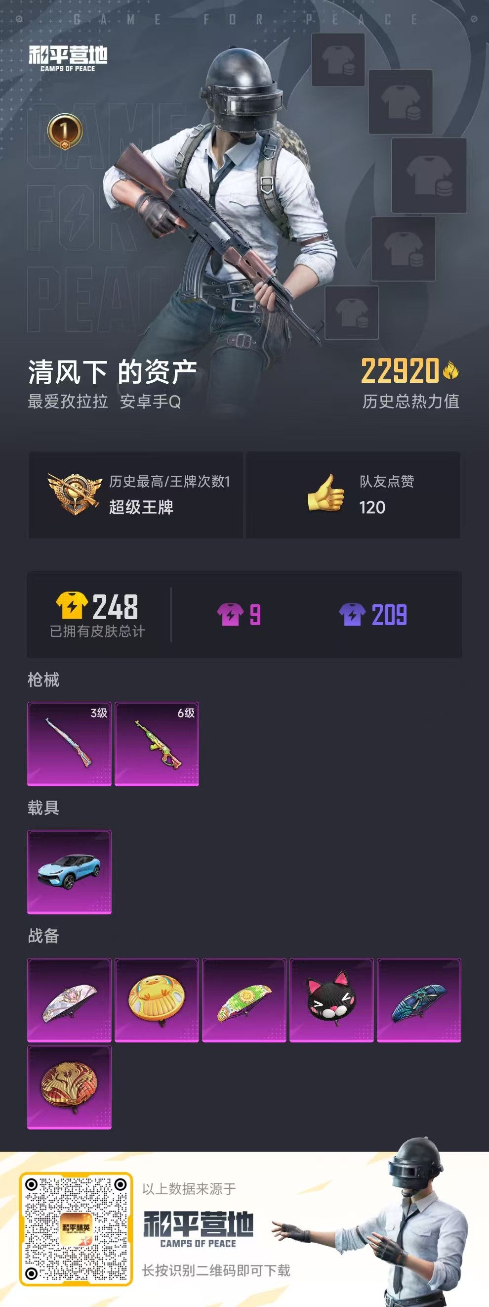 HPSJ3298645和平精英账号详情图3