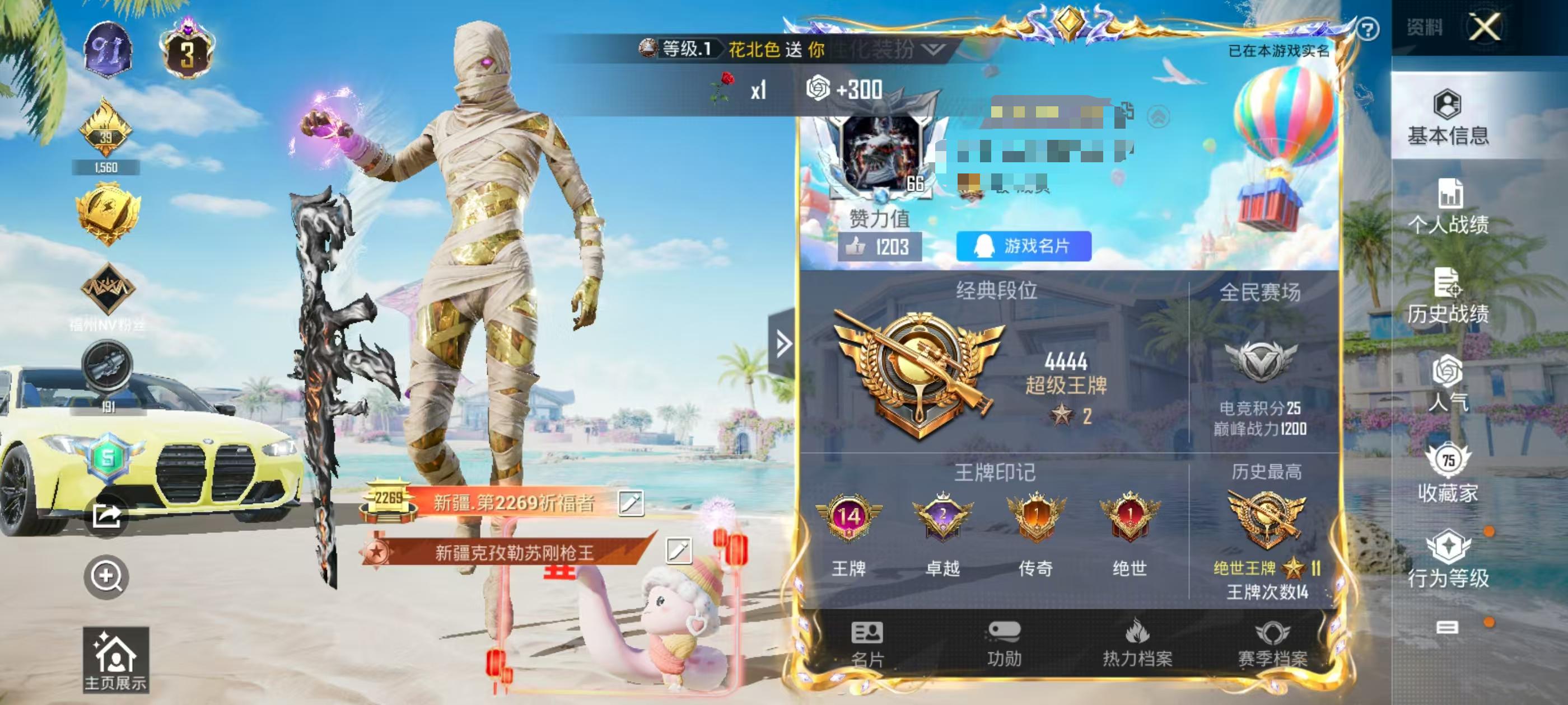HPSJ3298640和平精英账号详情图2