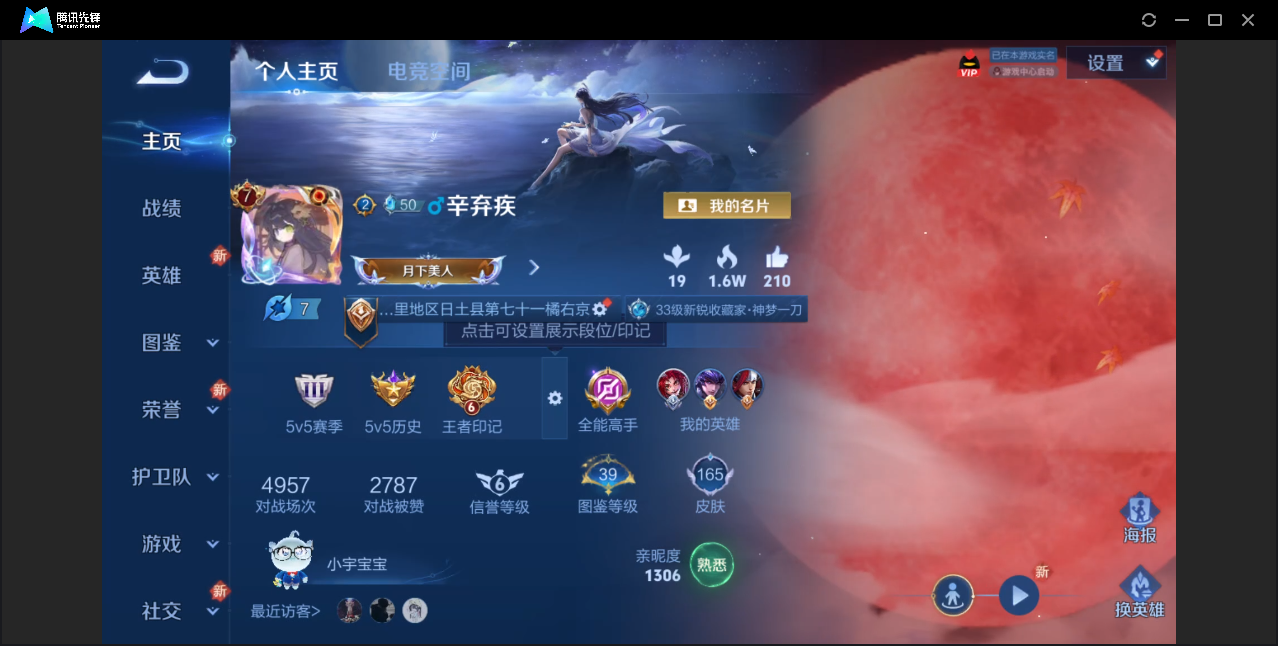 王者荣耀账号安卓QQ【战士号/可二次/6传说/52史诗/6皮肤按键/夺宝200次】安卓QQ/永恒钻石/165皮肤/123