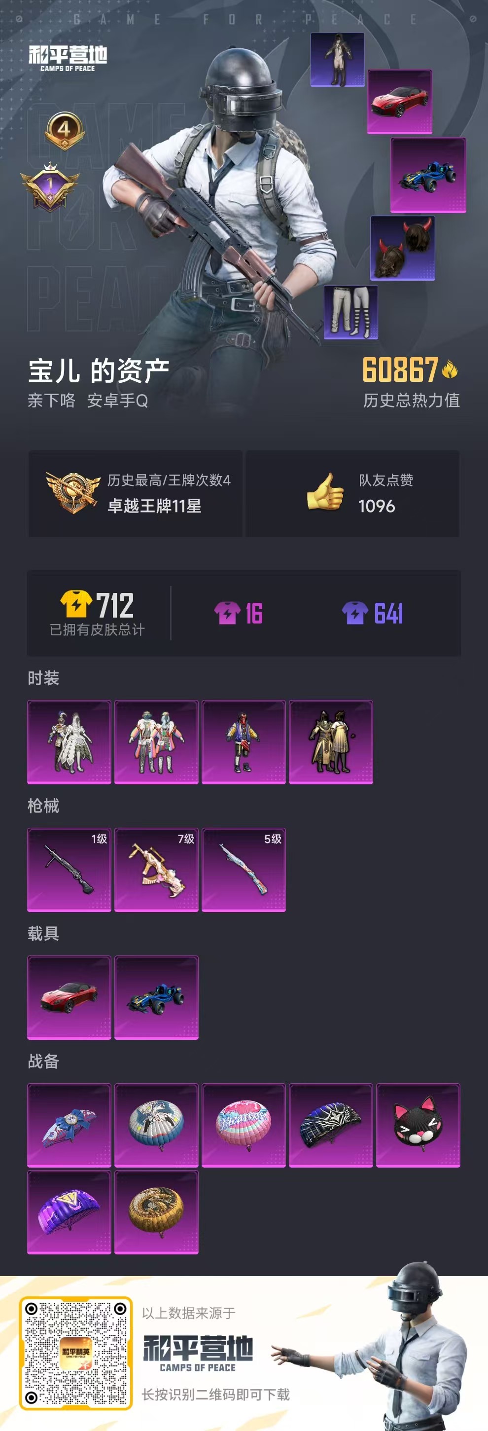 HPSJ3327284和平精英账号详情图3