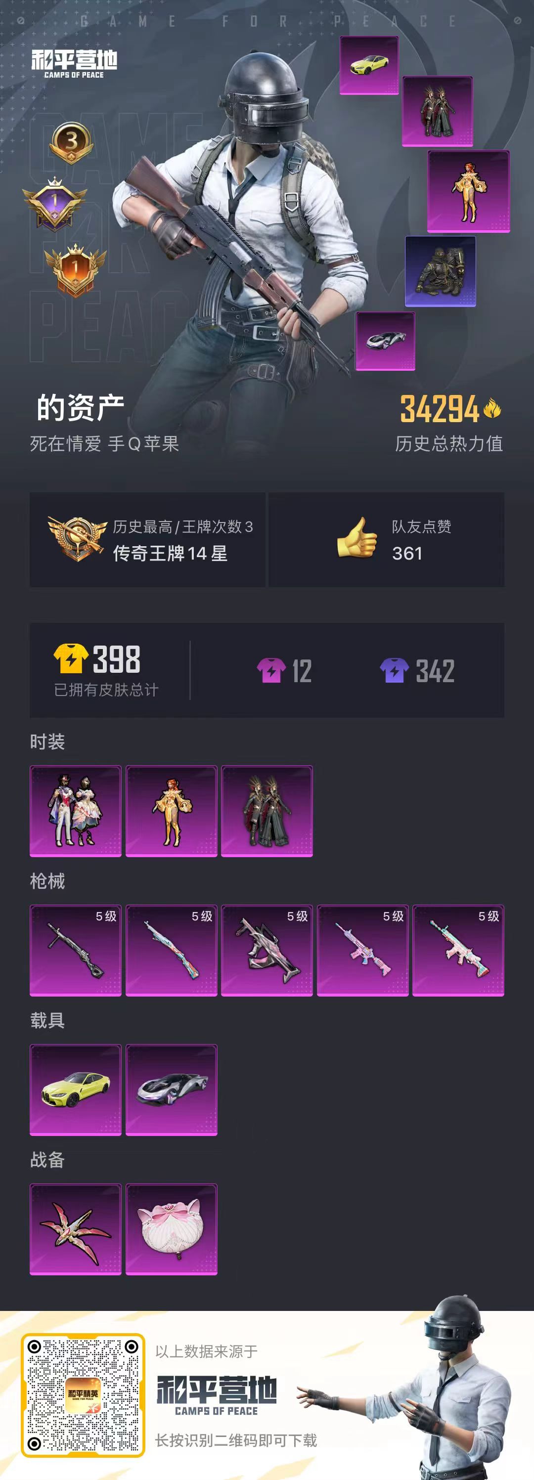 HPSJ3332268和平精英账号详情图3