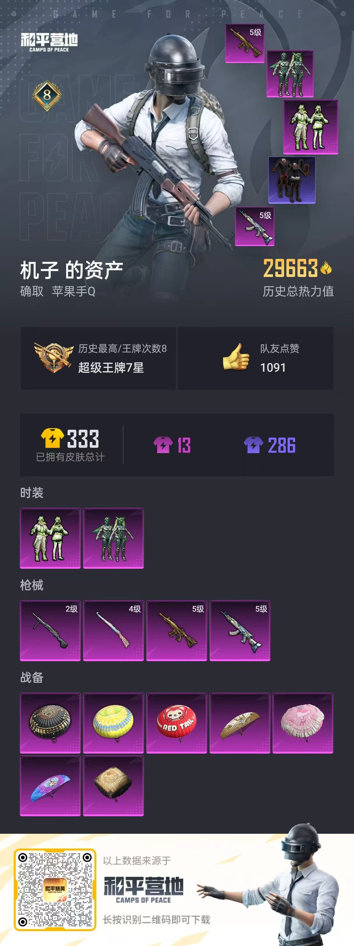 HPSJ3334095和平精英账号详情图3