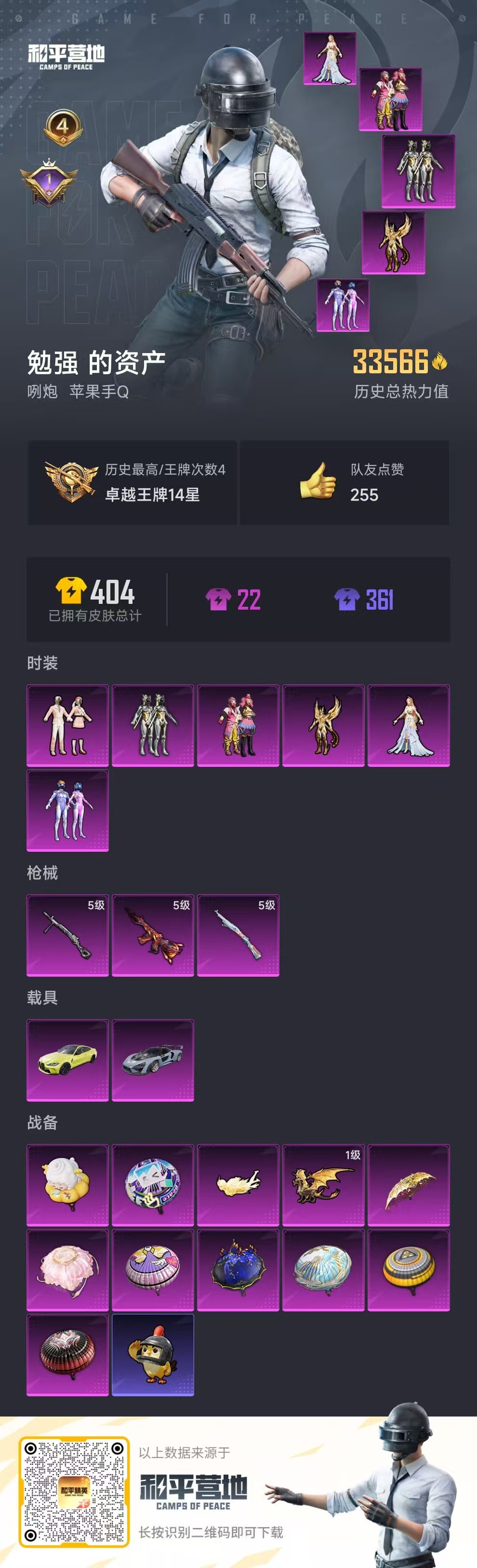 HPSJ3334925和平精英账号详情图3