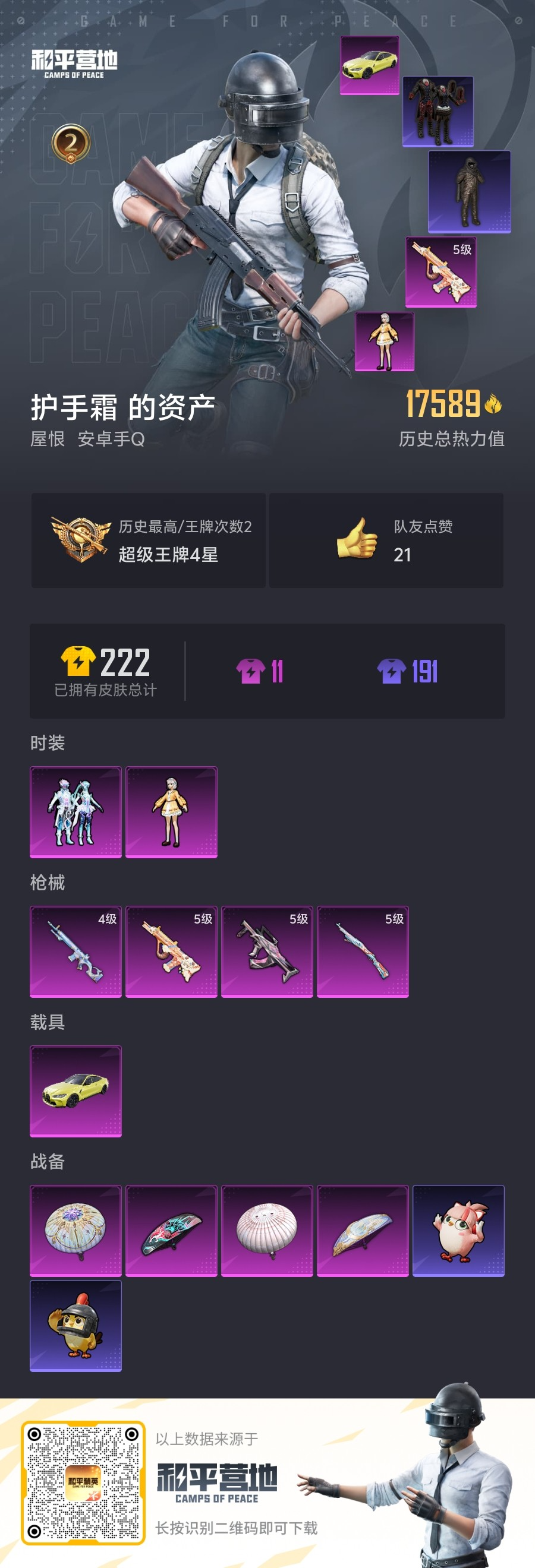 HPSJ3334933和平精英账号详情图3