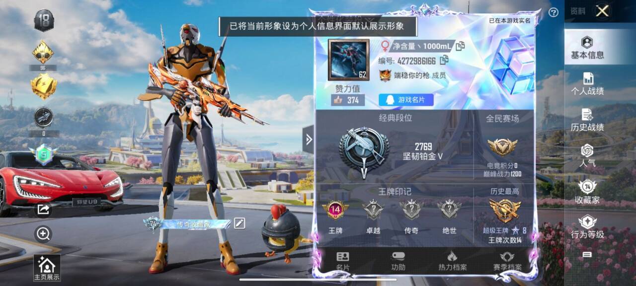 HPSJ3333568和平精英账号详情图2