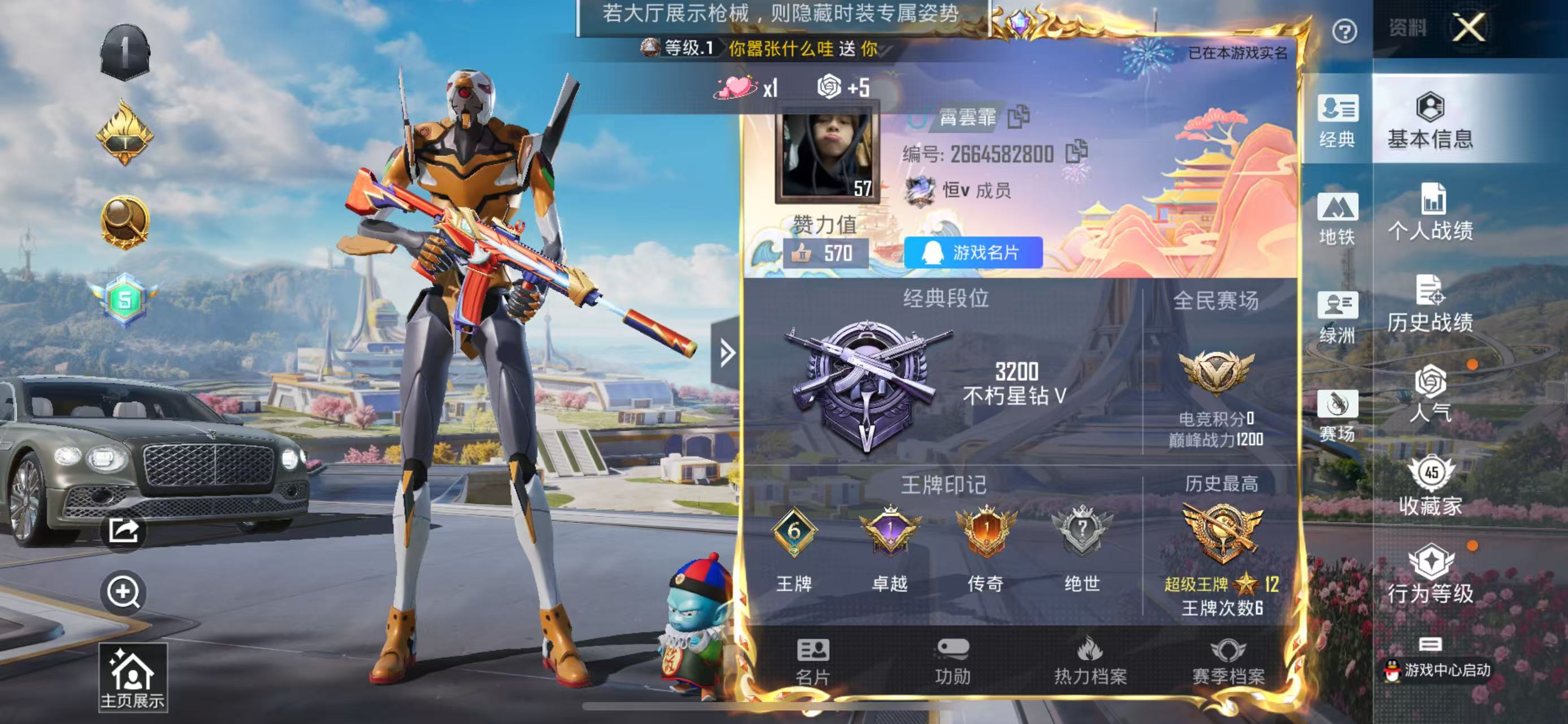 HPSJ3335642和平精英账号详情图2