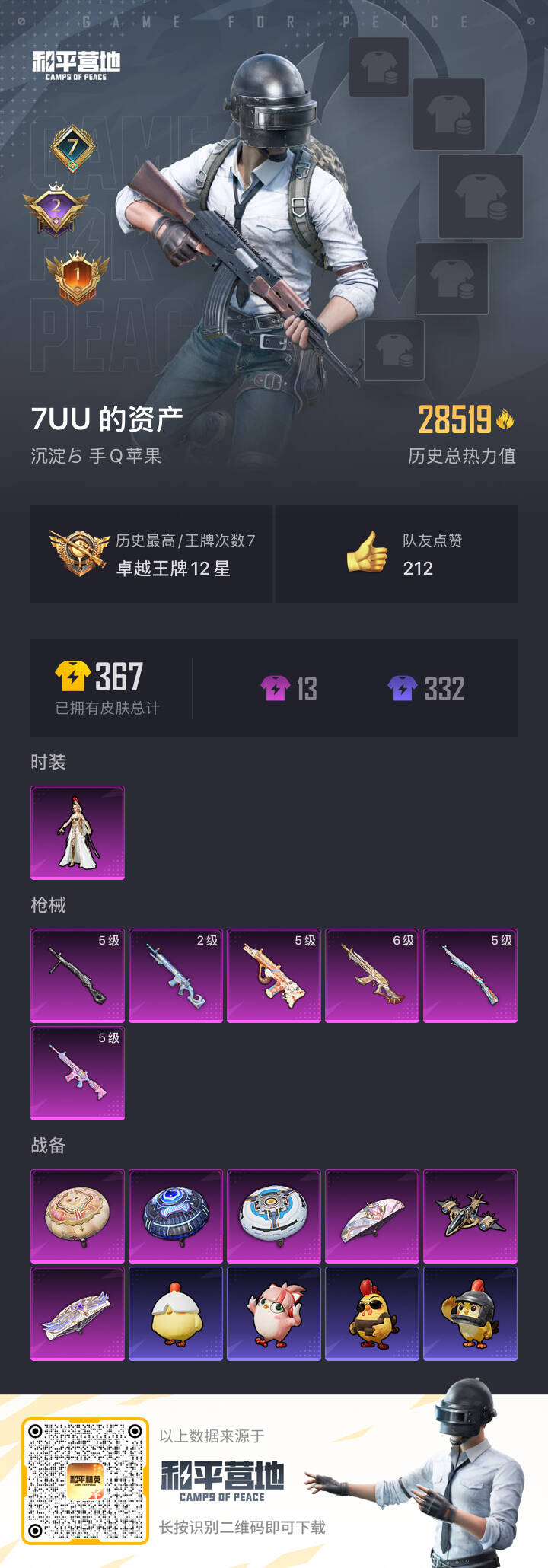 HPSJ3334124和平精英账号详情图3