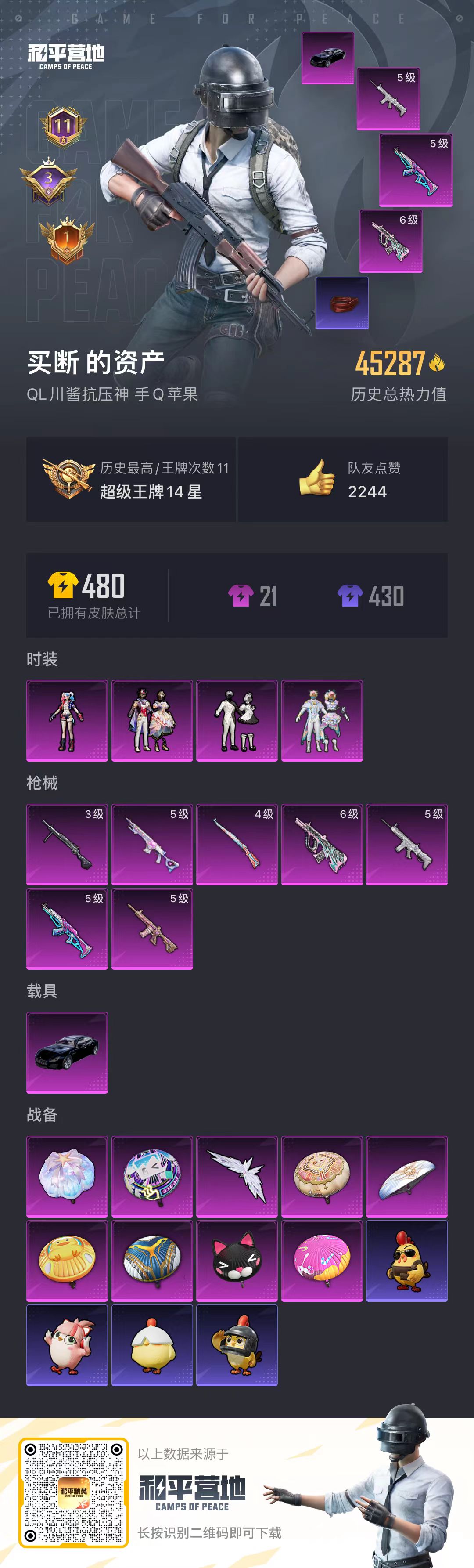 HPSJ3338399和平精英账号详情图3